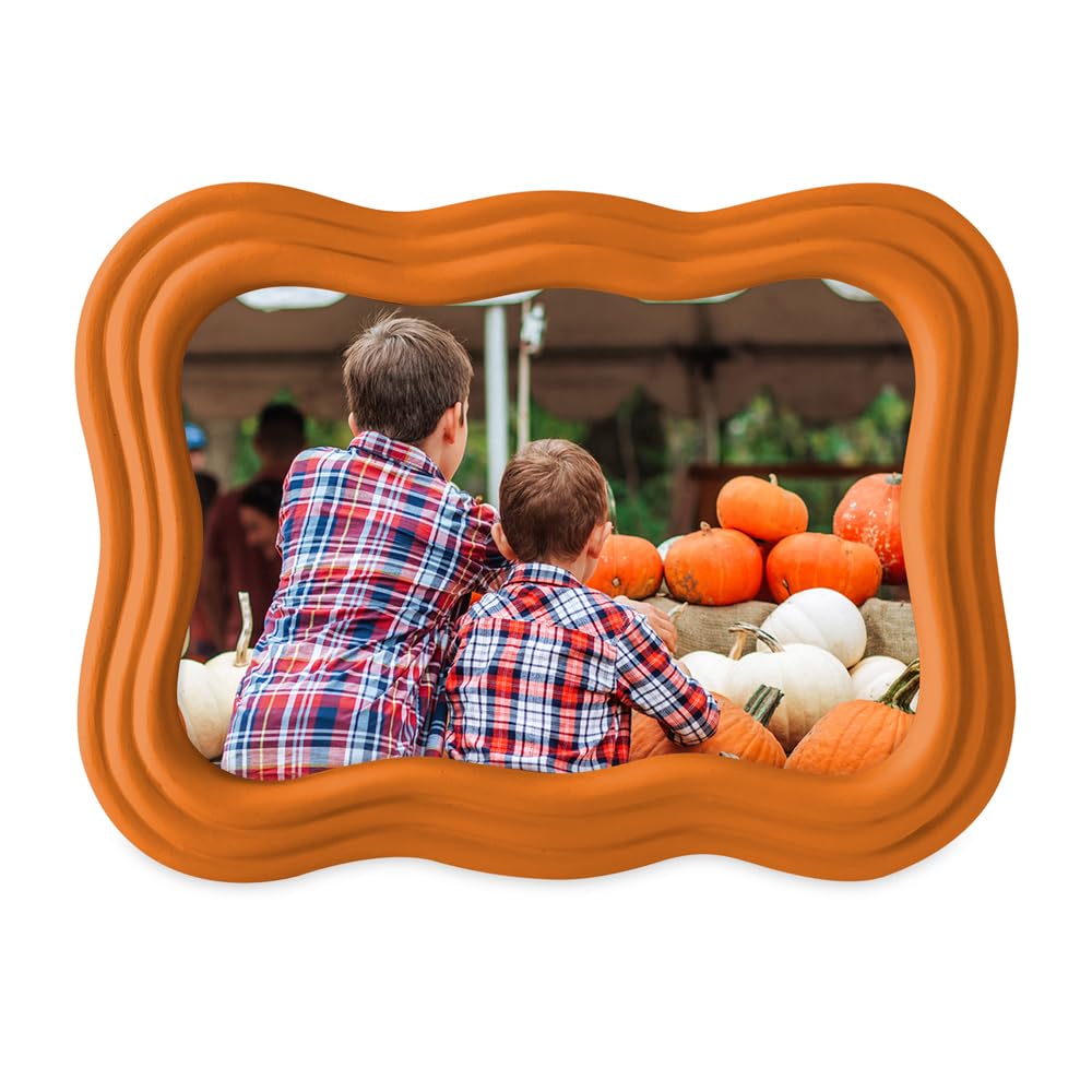 Isaac Jacobs 4x6 Matte Orange Curved Deco Frame for Tabletop and Wall Display, Decorative Art, Design, Home D  cor, Gift (4x6, M