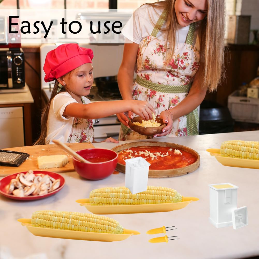 16 Pack Corn Cob Holders And 8 Pack Corn Dishes With Butter Spreader, Corn Dishes And Butter Spreader Set Kits, Corn Cob Holders