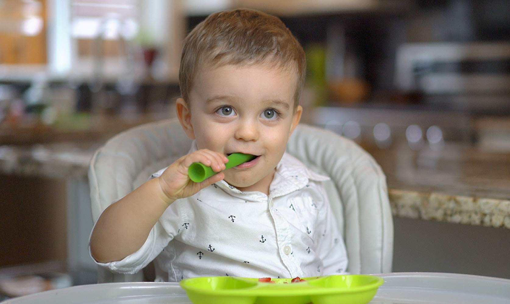 Olababy 2 Piece Baby Led Weaning Advanced Feeding Set  Includes Training Spoon and Steambowl