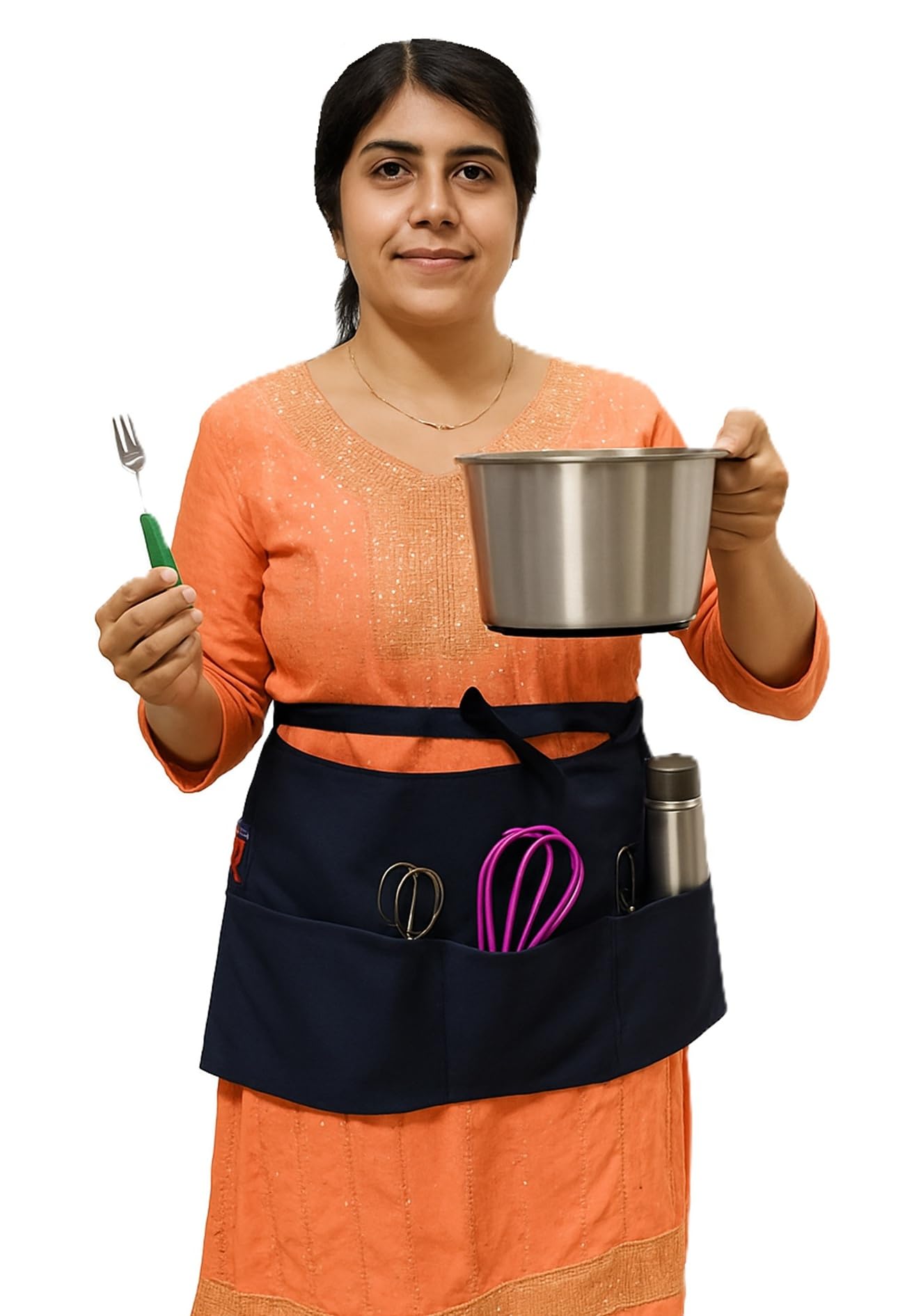 Atabz Unisex Half Waist Short Half Korea Style Waist Apron (Black)