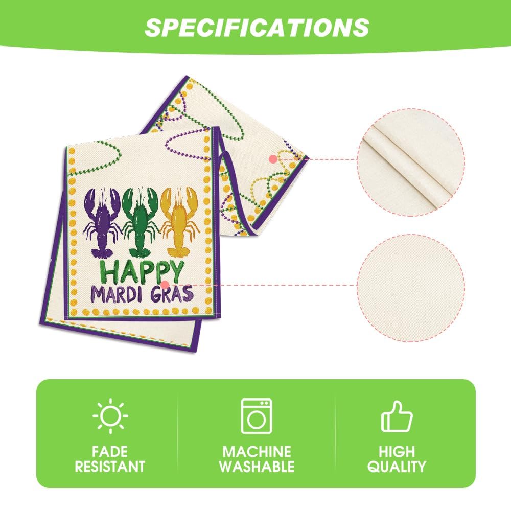 Artoid Mode Beads Happy Mardi Gras Carnival Table Runner, Holiday Kitchen Dining Table Decoration For Home Party Decor 13 X 60 I
