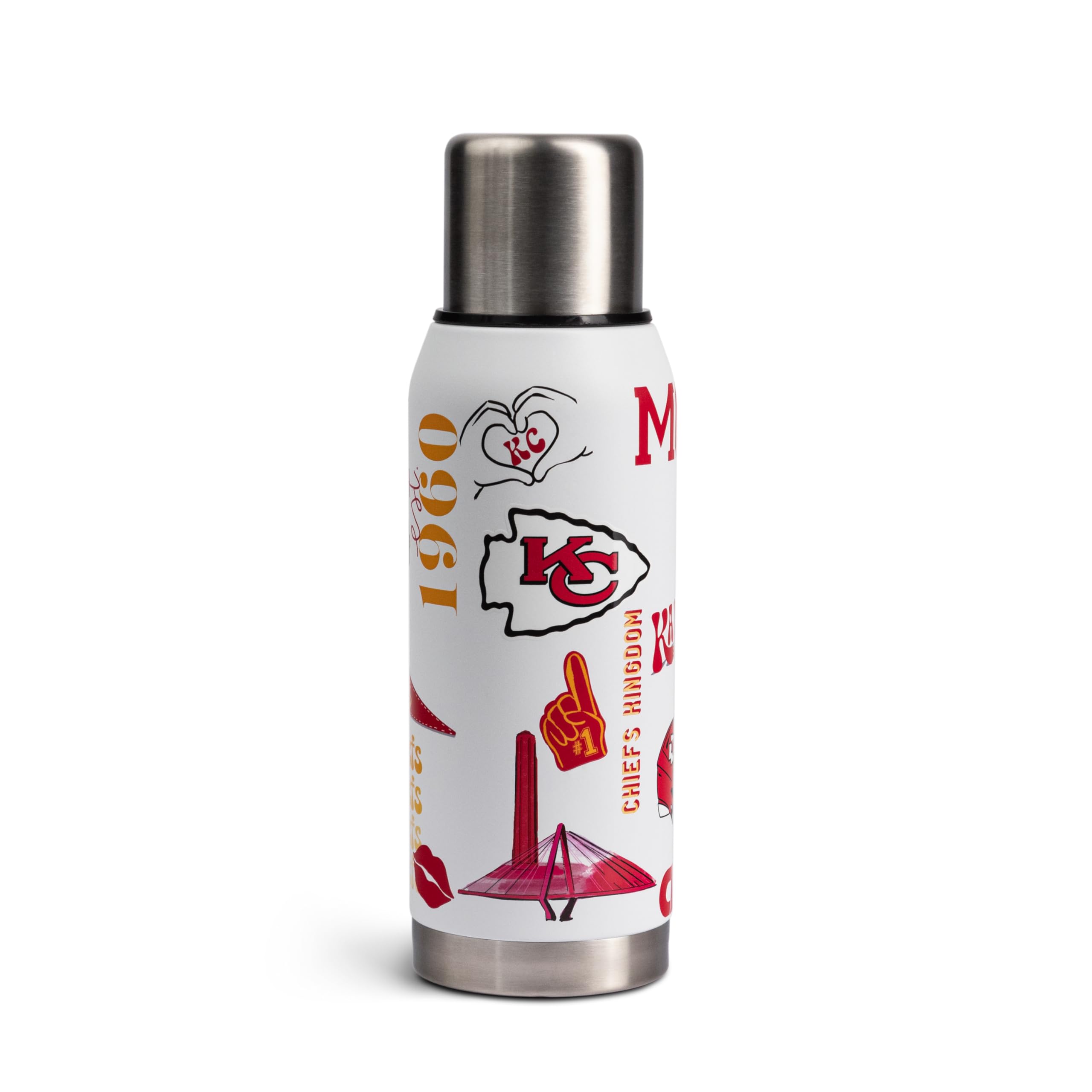 The Memory Company Officially Licensed 34oz Team Spirit Insulated Bottle, Kansas City Chiefs