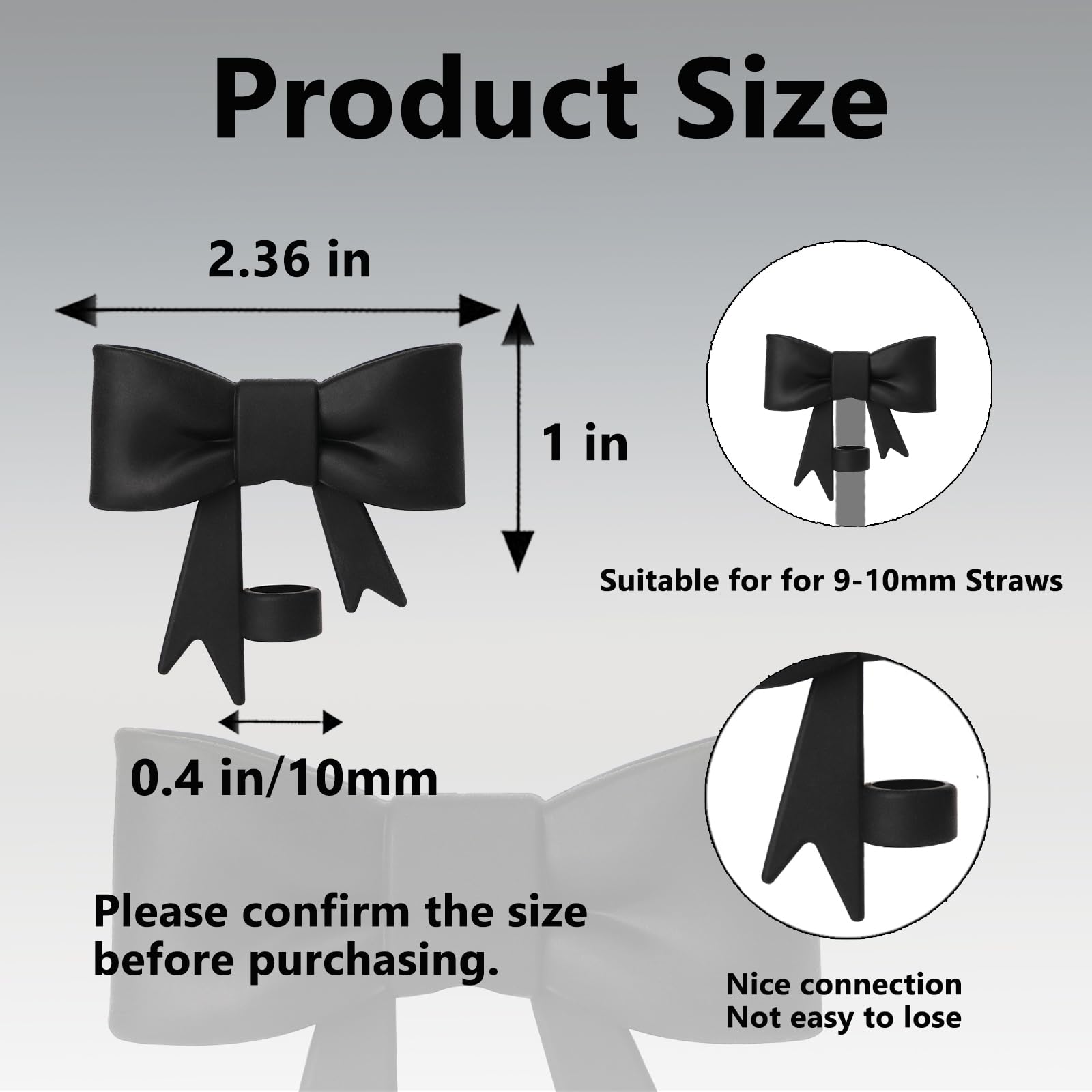 Yayayoung Classic Cute Bow Straw Covers Cap Toppers Compatible With Stanley 30&40 Oz Tumbler Cups,Reusable Cute Silicone Straw L