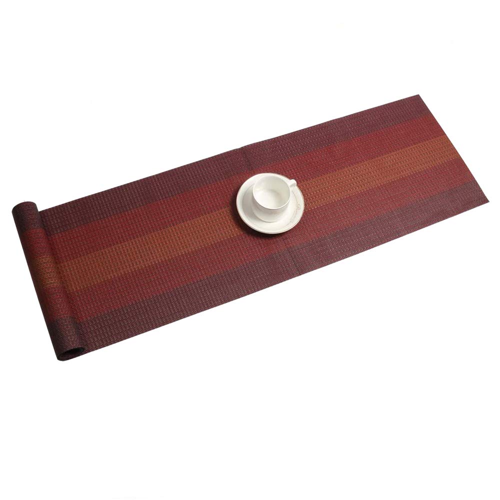 Placemats With Table Runner Set Vinyl Woven Insulation Heat Resistant Kitchen Table Mats For Family Dinner,Outdoor Or Indoor Par