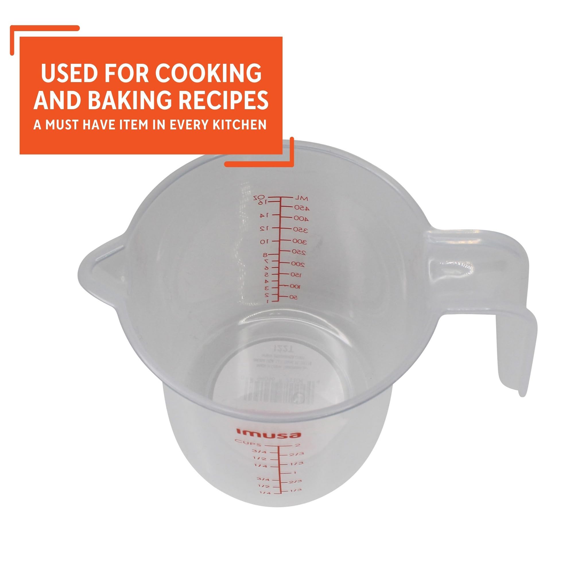 Imusa Imu-71104 2 Cup Plastic Measuring Cup, Transparent