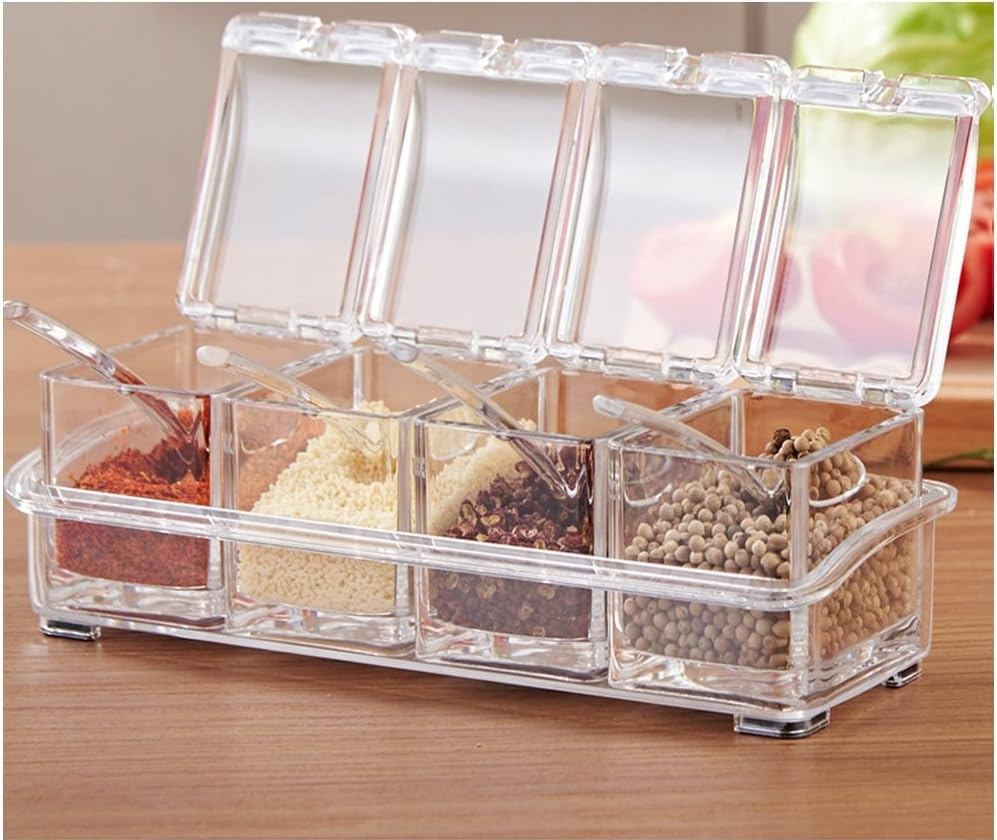 Earthcone Acrylic Crystal Spice Rack  4Compartment Kitchen Container