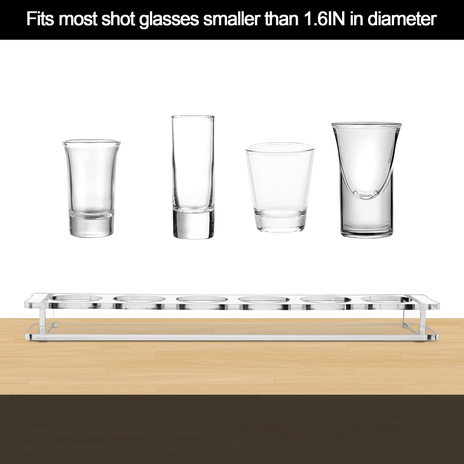 Beautyflier Pack Of 2 Acrylic Shot Glass Holder, Shot Glass Serving Tray For Bar, Restaurant, Party, Family Gathering (Shot Glas