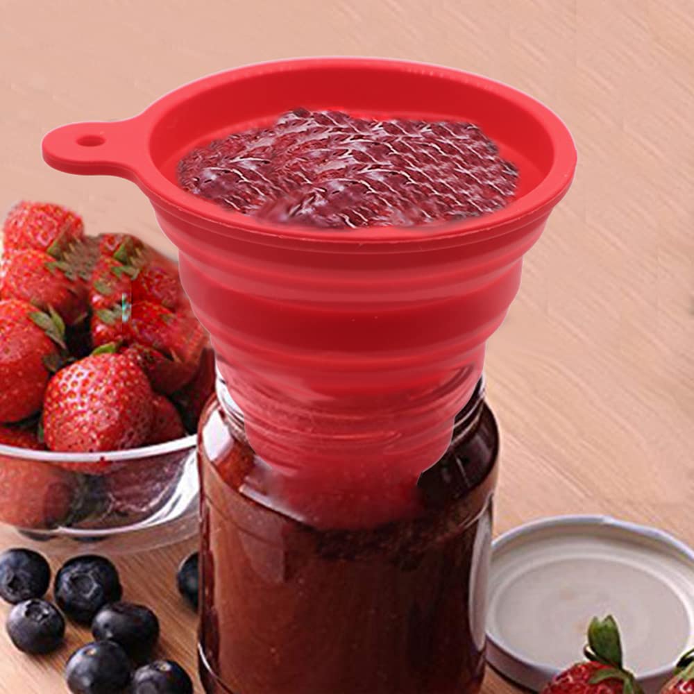 Kongnai Silicone Collapsible Funnel For Jars, Foldable Large Canning Jar Funnel For Wide Mouth And Regular Jars, Food Grade Jam