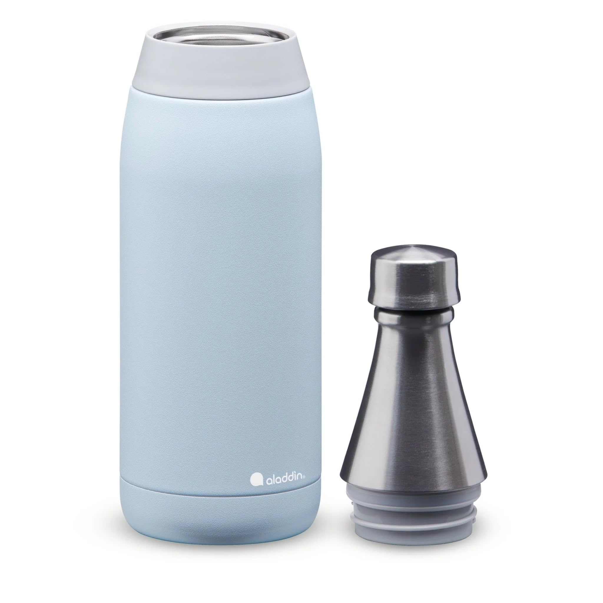 Aladdin Fresco Thermavac Stainless Steel Water Bottle 0.6L Sky Blue - Leakproof - Keeps Cold for + 10 Hours - BPA-Free - Dishwasher Safe - Reusable Thermos Flask with Durable Finish
