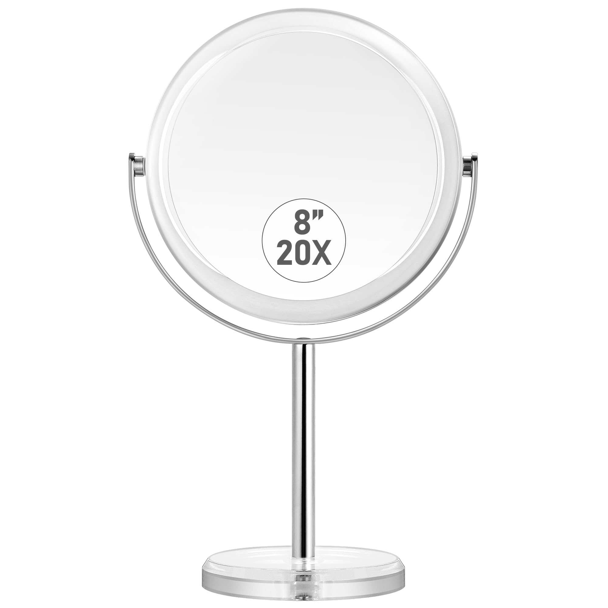 Miyadiva 20X Magnifying Makeup Mirror,Double Sided 1X & 20X Magnifying Mirror With Stand,Tabletop Magnified Vanity Mirror With 3