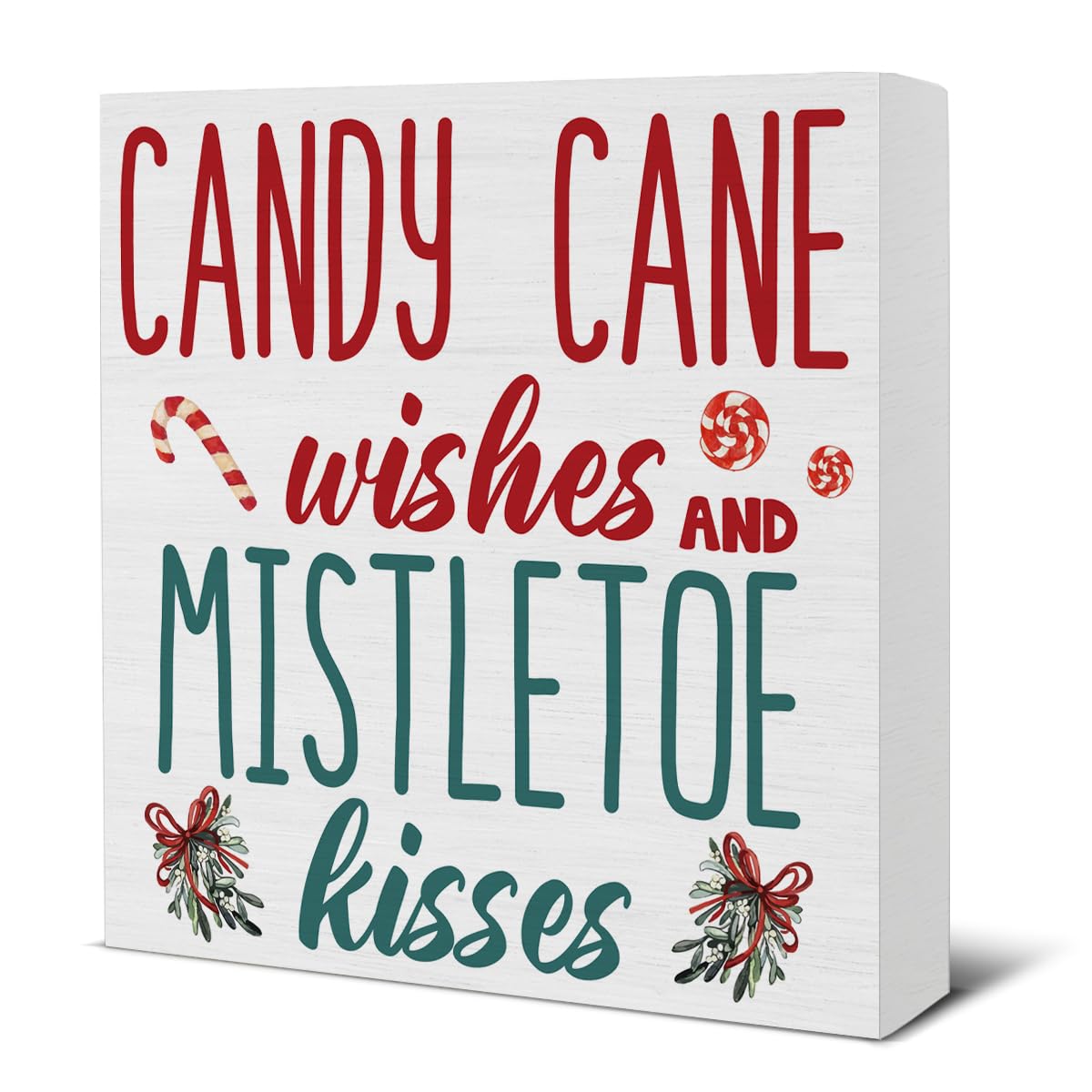 Indoor Christmas Decorations, Candy Cane Wishes and Mistletoe Kisses Wooden Sign, Rustic Christmas Decor, Christmas Decor for De
