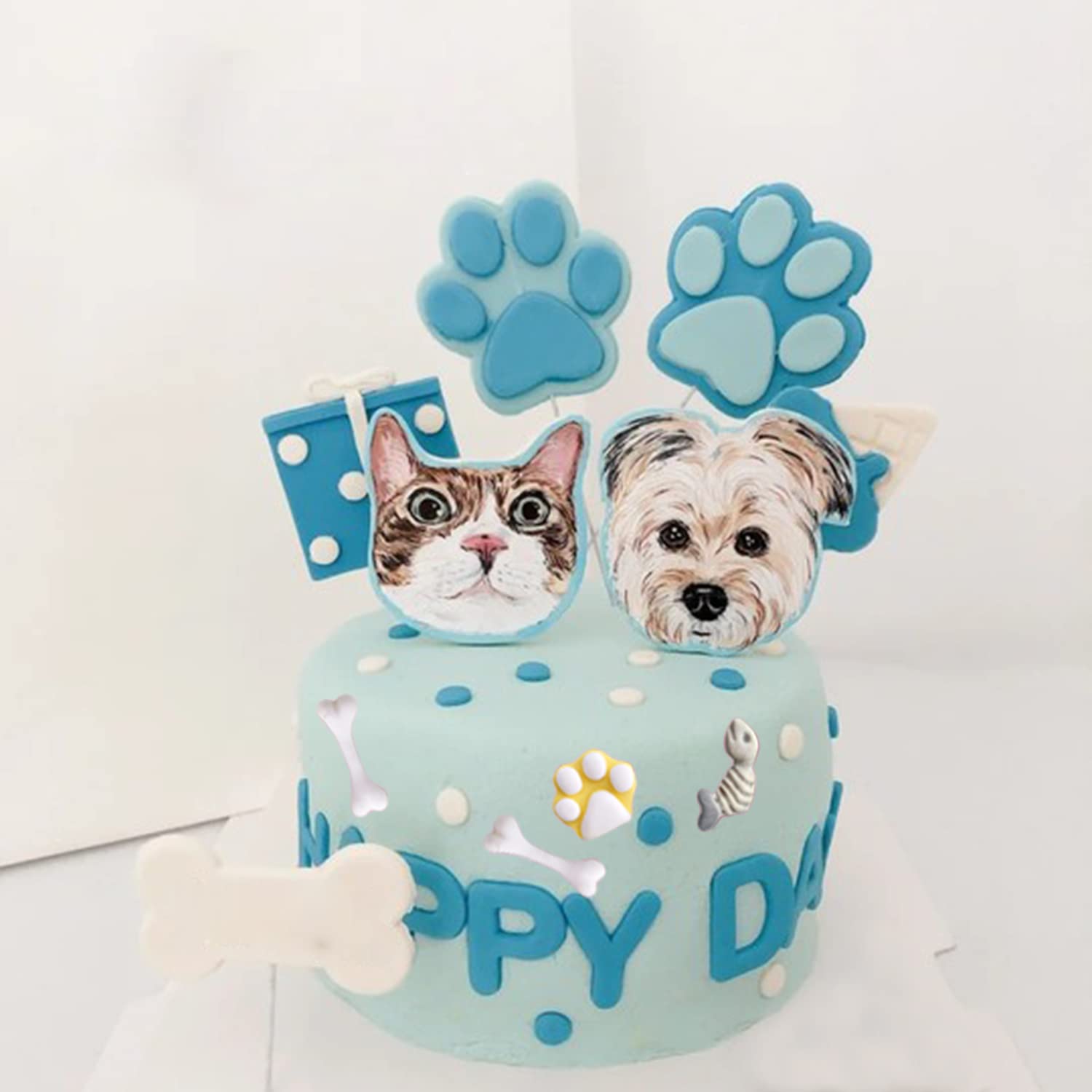 Mujiang Cat Paw Dog Paw Bone Silicone Mold Cat Dog Fondant Molds For Cupcake Topper Cake Decorating Chocolate Candy Clay Gum Pas
