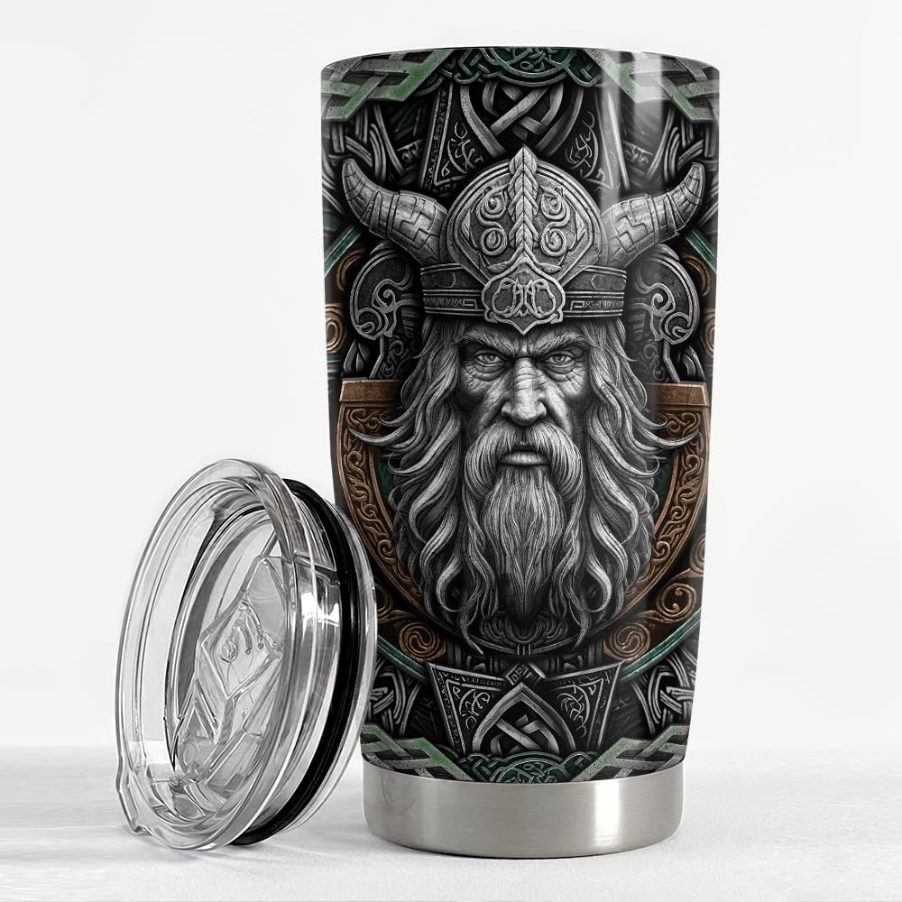 Viking Cup Tumbler 20oz Viking Gifts for Men Vikings Stainless Steel Insulated Tumblers Coffee Travel Mug Gift for Birthday Chri