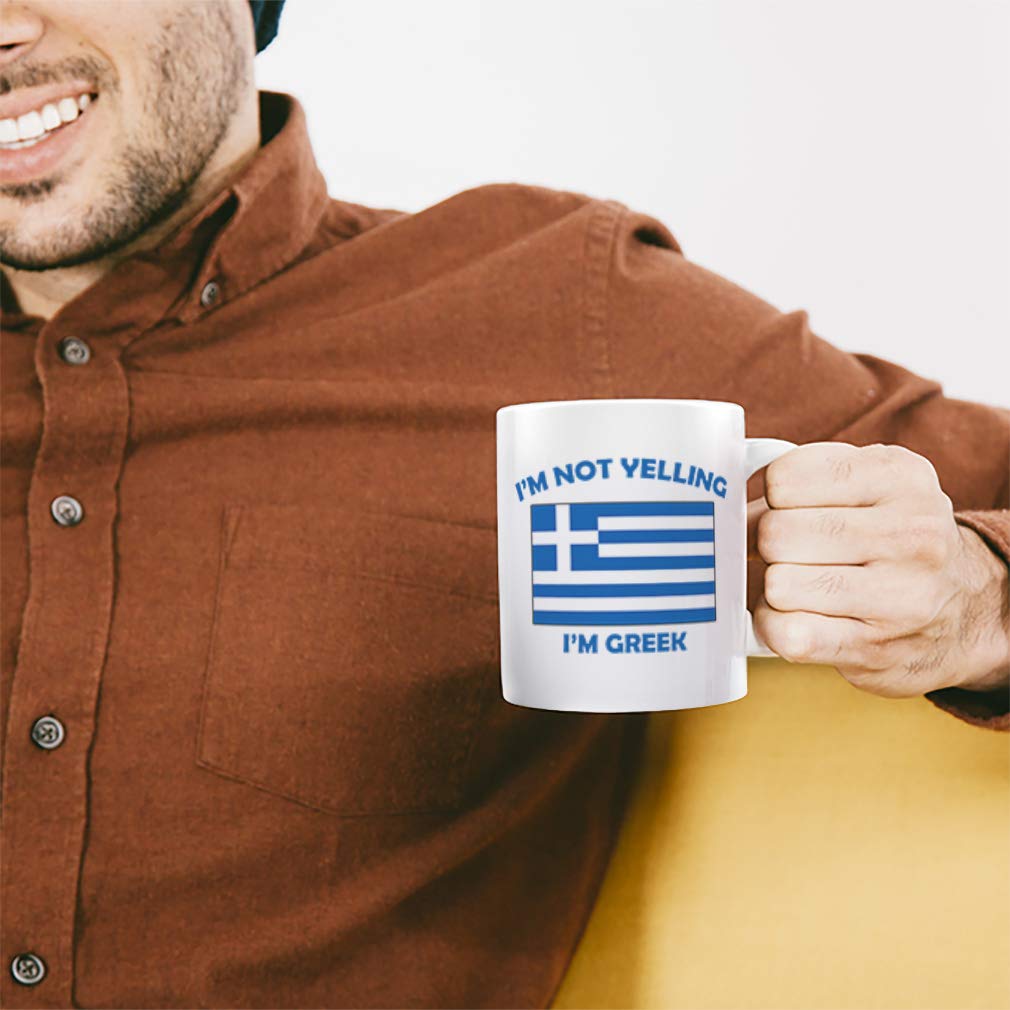 Speedy Pros I 'M Not Yelling I Am Greek Greece Greeks Ceramic Coffee Tea Mug Cup Holiday Christmas Hanukkah Gift For Men & Women