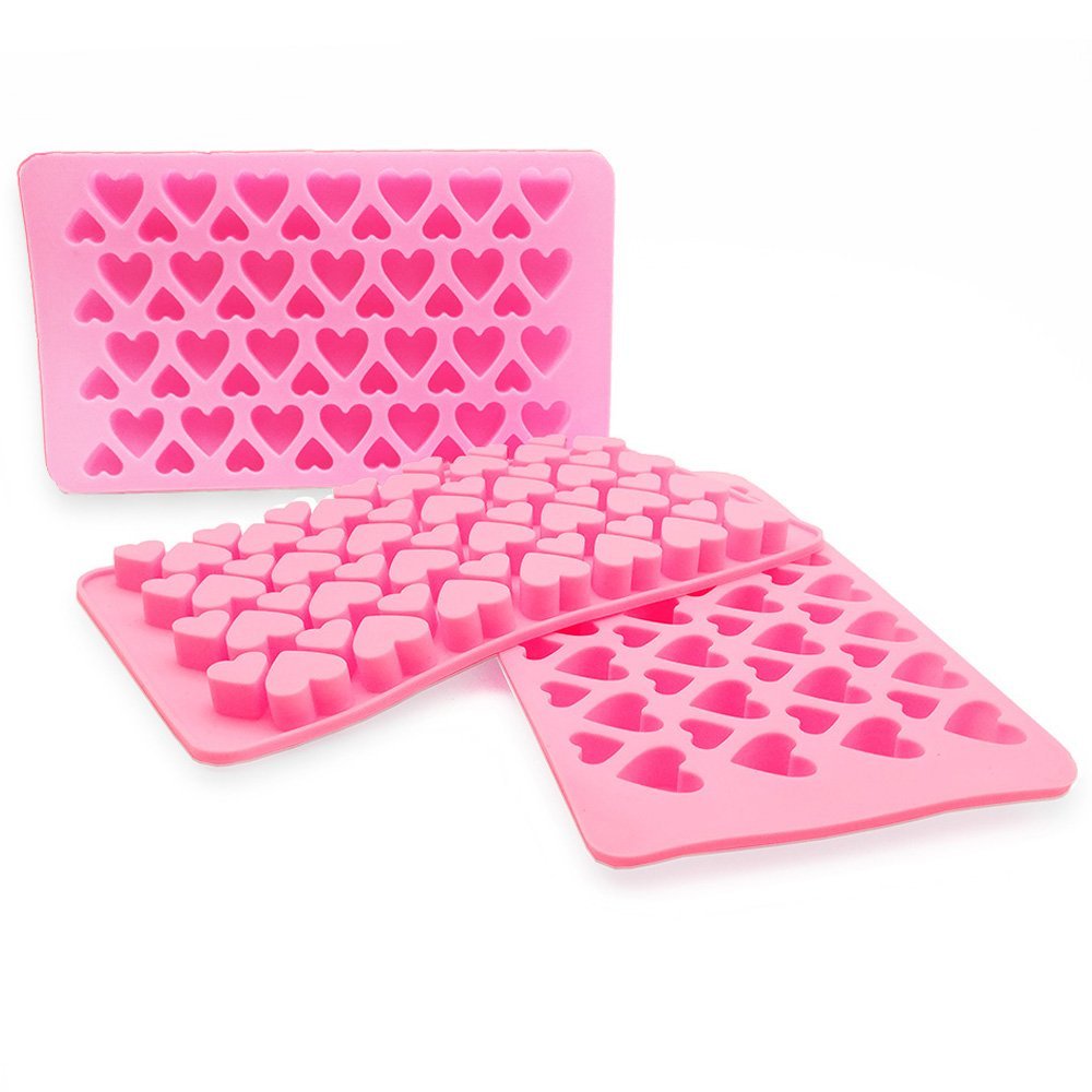 3 Pcs Candy Ice Mold, Cnymany Valentine'S Day Silicone Mini Heart Shaped Ice Cube Trays Gumdrop Jelly Chocolate Mold - Pink