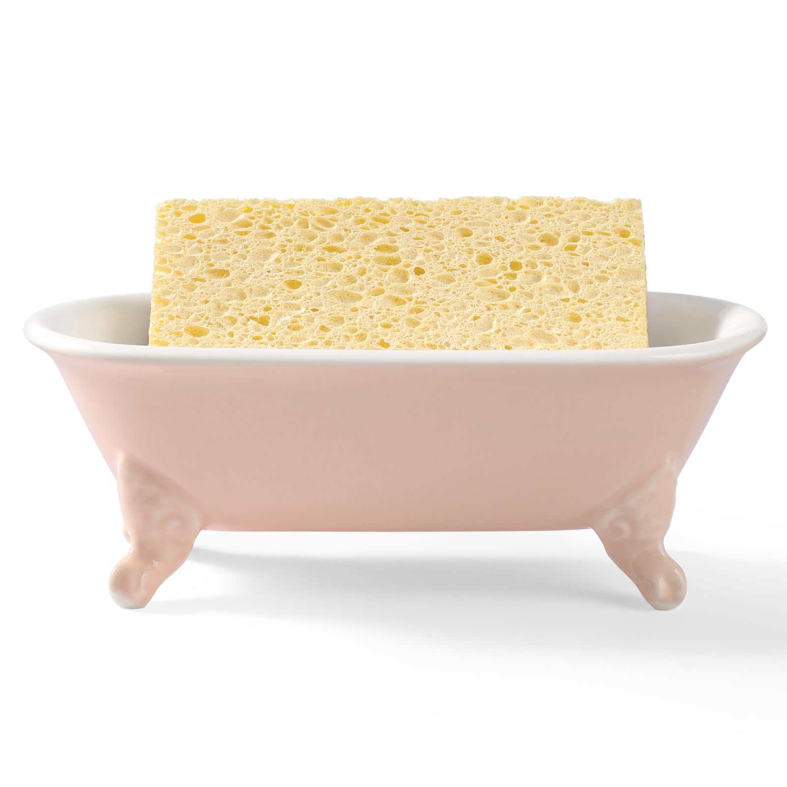 Clawfoot Bathtub Decortative Ceramic Soap Dish Holder Shower Bar Soap Tray For Bathroom Or Kitchen,1 Pack (Rose)