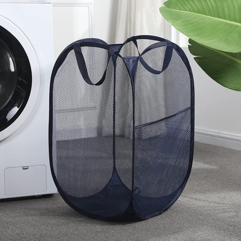 2 Pack Laundry Basket,Foldable Mesh Pop-Up Laundry Hamper With Durable Handle,Easy To Open And Fold For Dorm, Laundry Room, Bedr