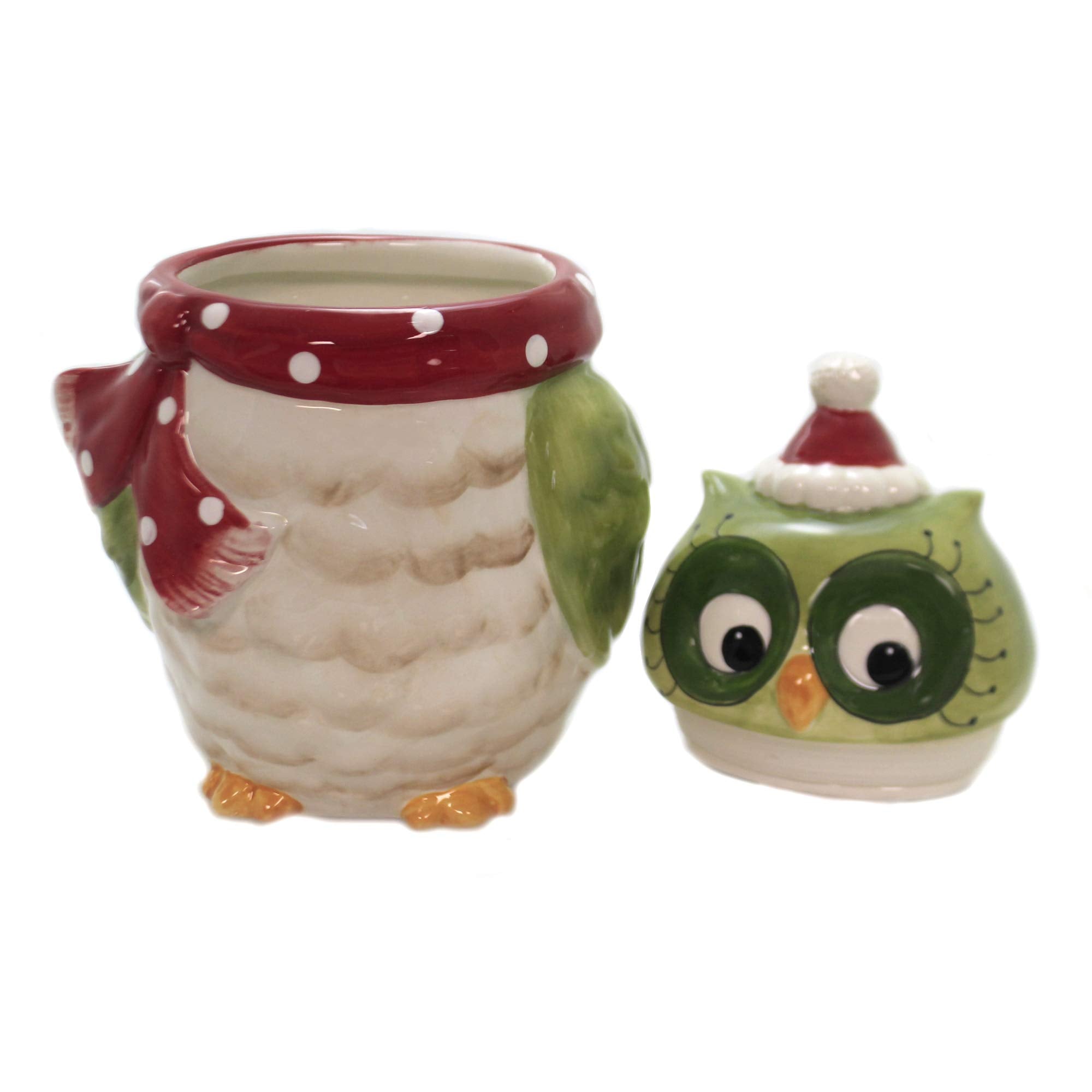 Cosmos Gifts Owl Design Ceramic Holiday Cookie Jar, 9-5/8-Inch