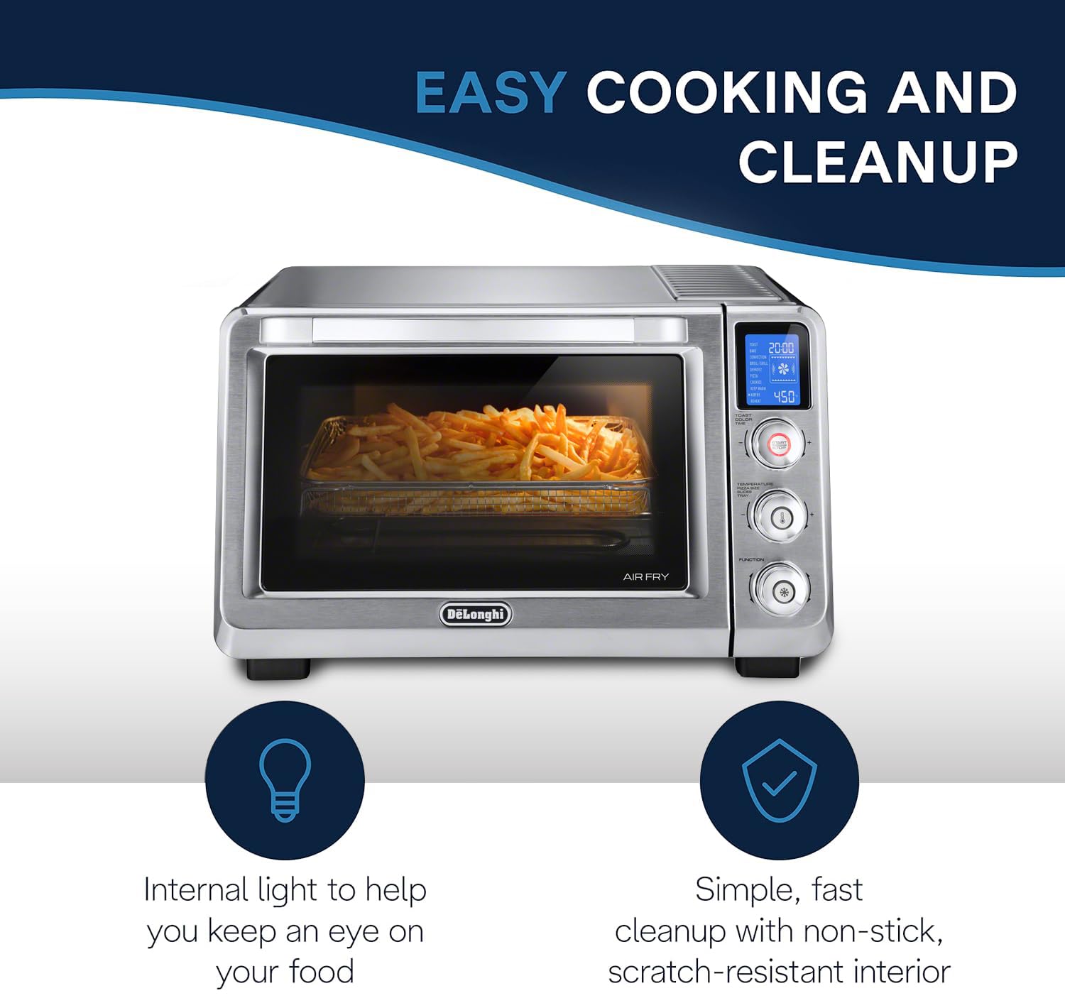 De'Longhi Eo241264M 10-In-1 Digital Airfryer ,True Convection Toaster Oven With Internal Light, Grills, Broils, Bakes, Roasts, R