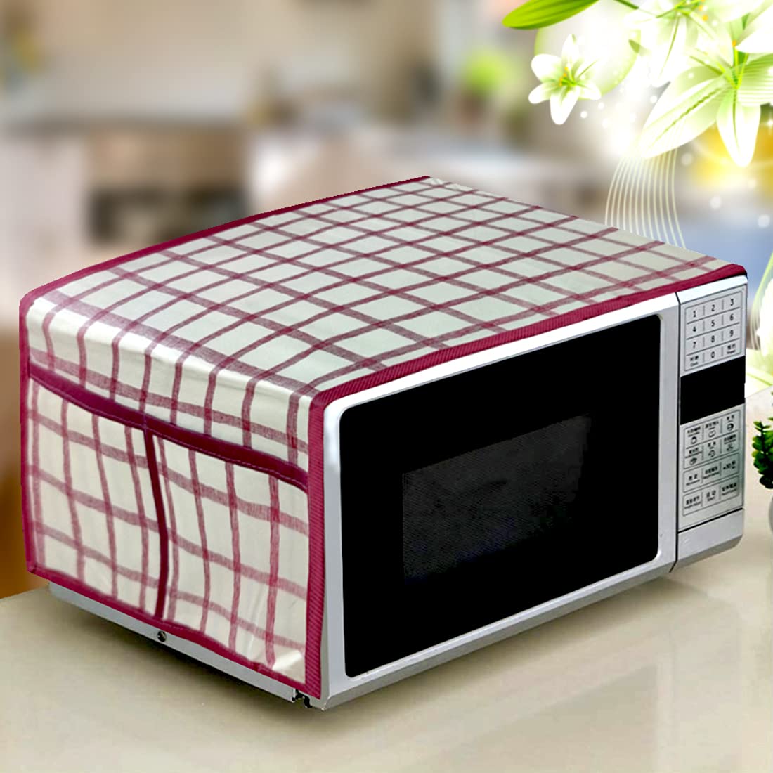 Kanushi Industries Microwave/Oven Top Cover With 4 Utility Pockets (Var2-Micro-Nw-New-05-Top)