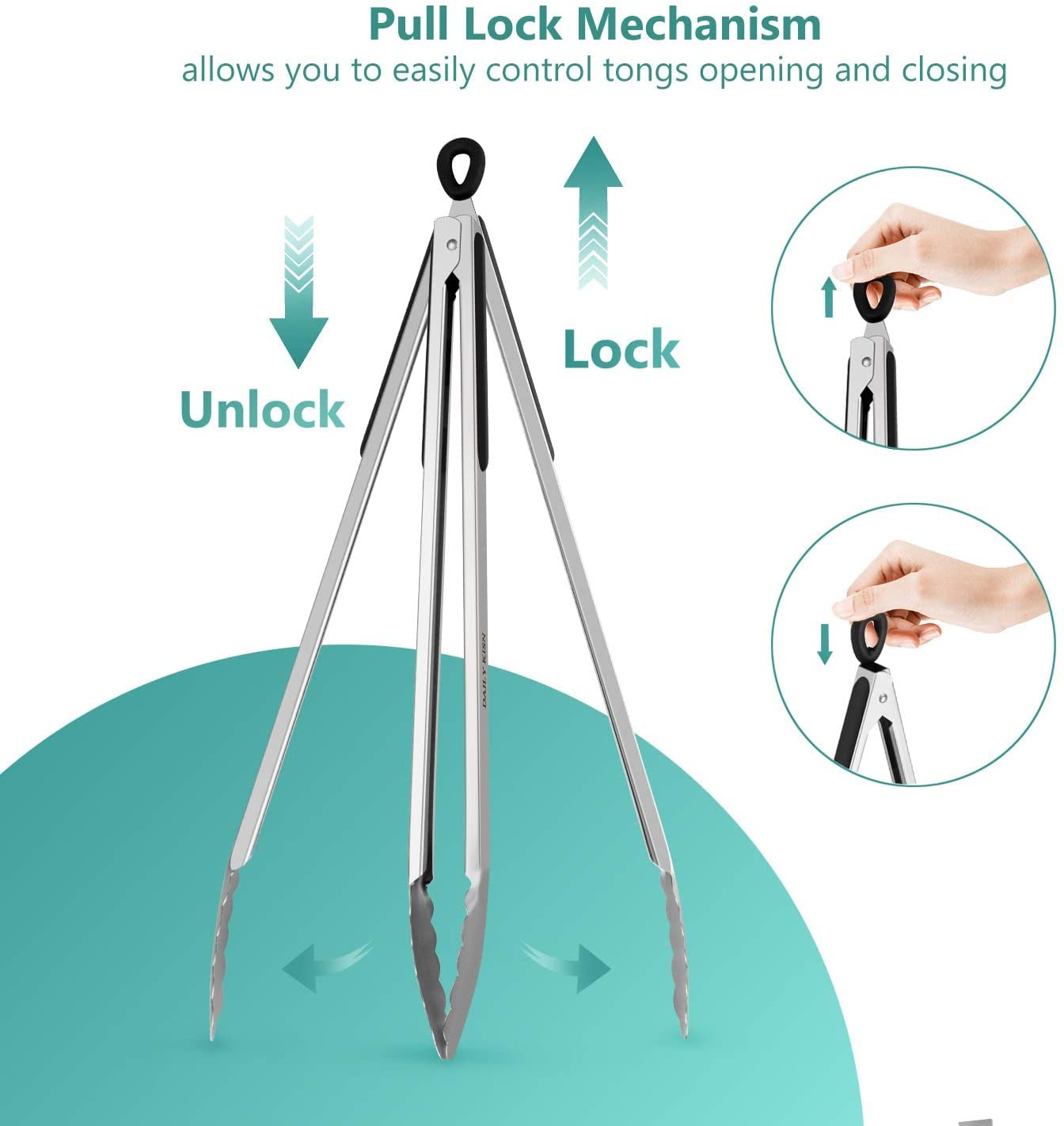 Grill Tongs, 17 Inch Extra Long Bbq Tongs, Premium Stainless Steel Metal Tongs For Cooking, Grilling, Charcoal, Barbecue/Bbq, Bu