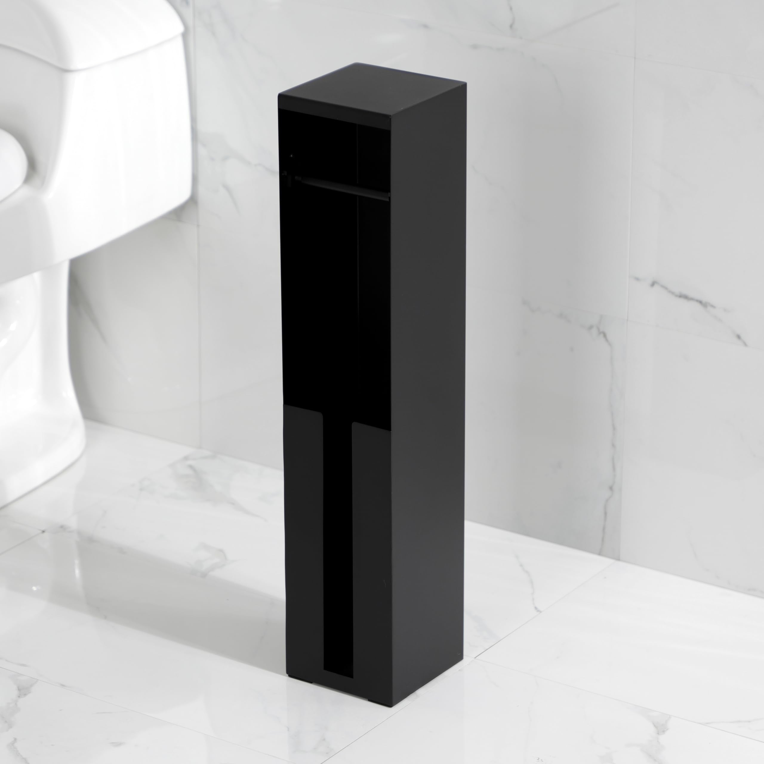 Kingston Brass Cc5000 Markus Freestanding Toilet Paper Holder With Roll Storage, Matte Black