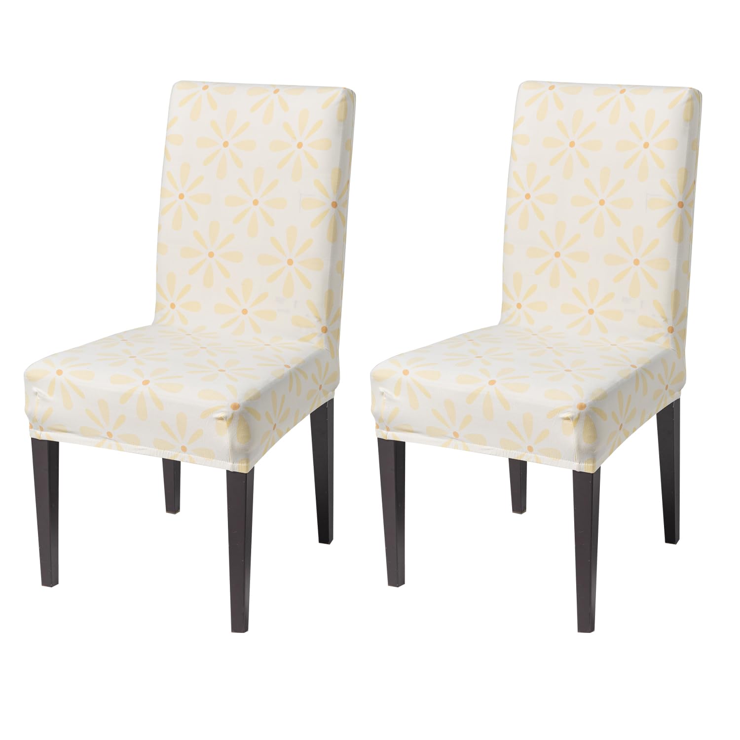 House Of Quirk Elastic Chair Cover Stretch Removable Washable Short Dining Chair Cover Protector Seat Slipcover (Pack Of 2, Sunn