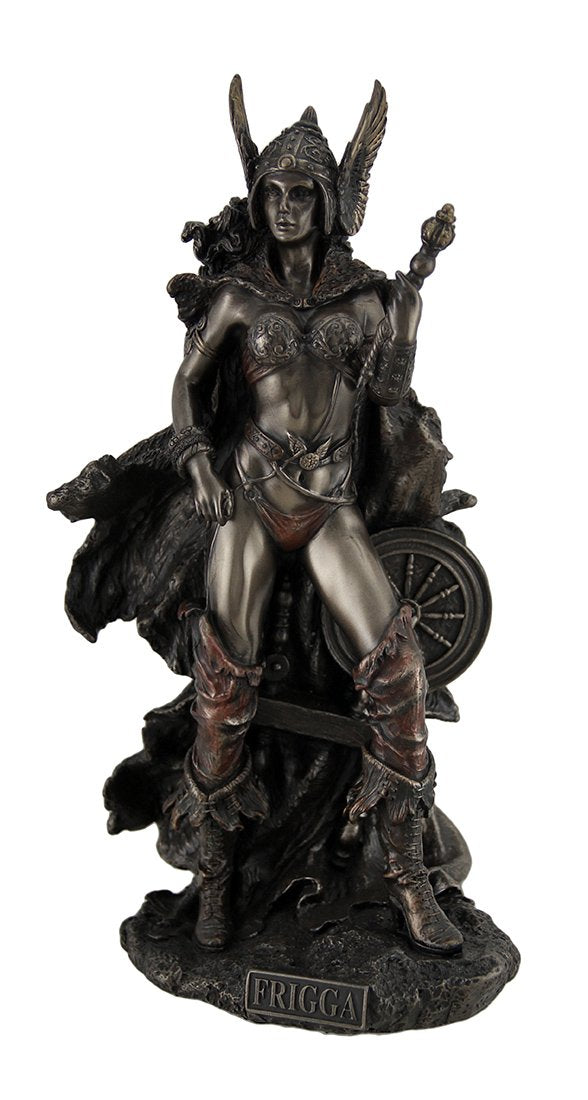 Zeckos Frigga Norse Goddess of Love Marriage and Destiny Standing Near Spindle Statue