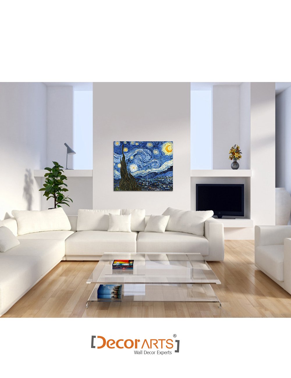 Decorarts - Starry Night By Vincent Van Gogh. Oil Painting Reproduction. Giclee Print On Canvas. Ready To Hang Wall Art For Home