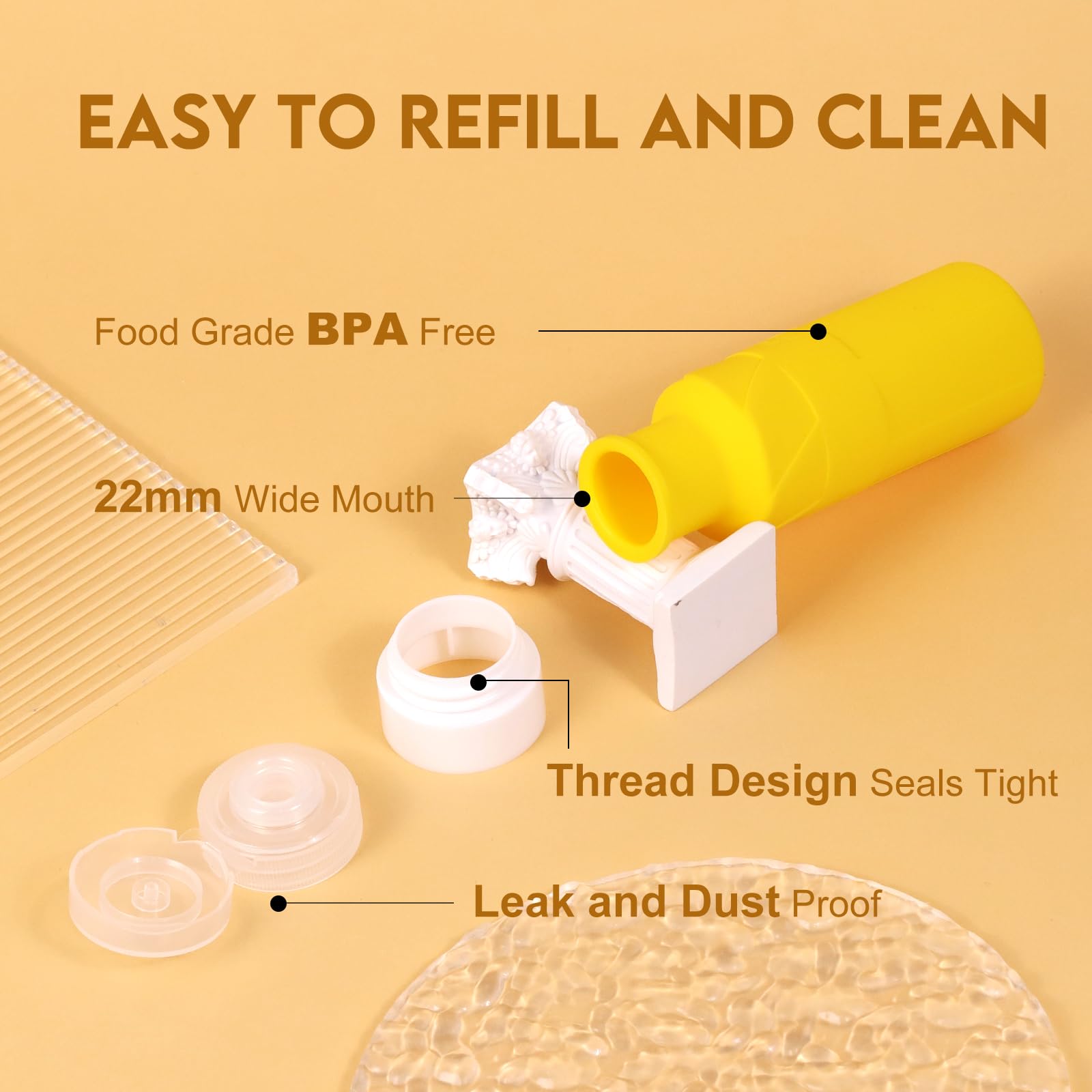 Fadvan Travel Bottles For Toiletries, 3.3Oz Tsa Approved Travel Size Containers, Bpa Free Leak Proof Silicone Travel Bottles, Re