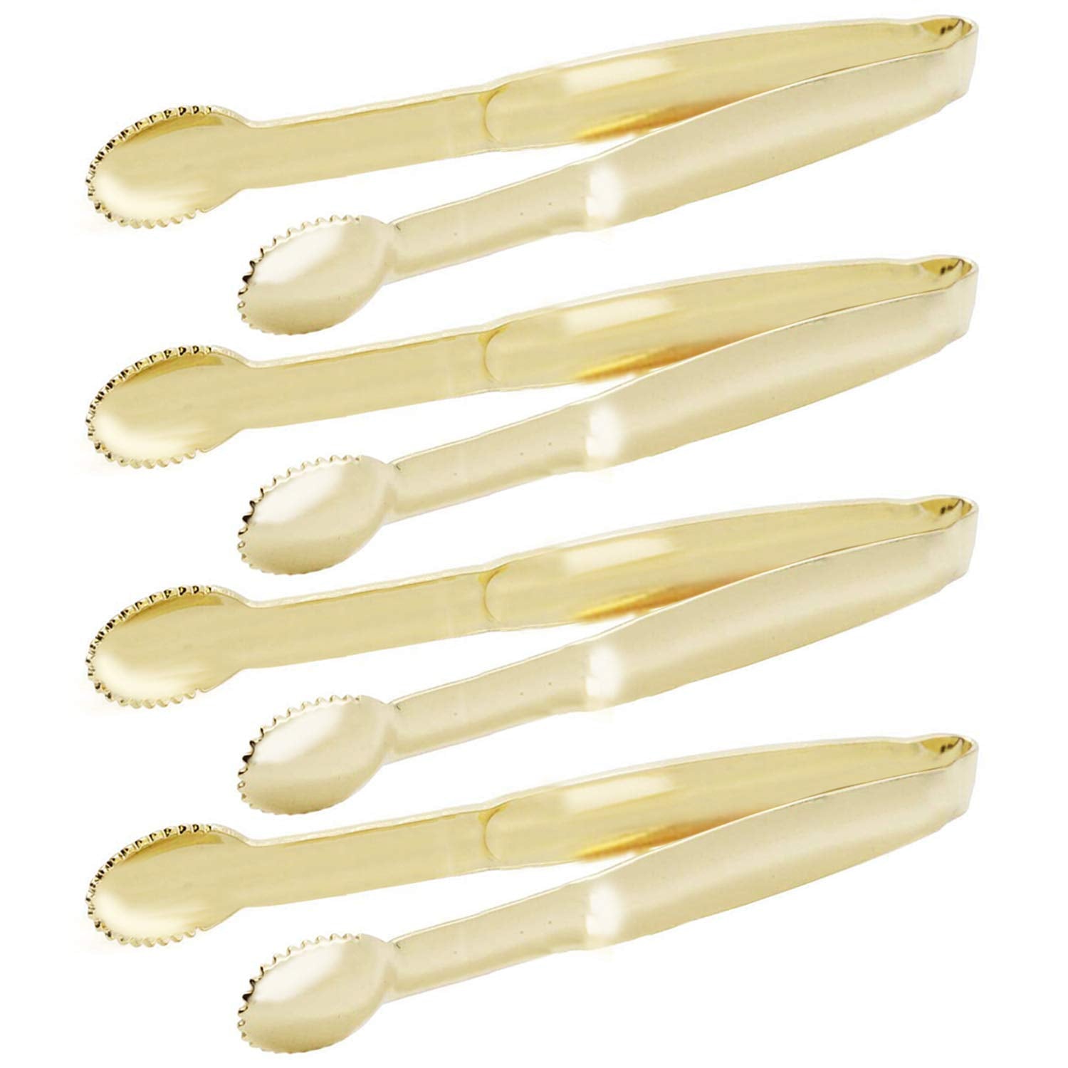 Hinmay Mini Appetizer Tongs 5-3/4 Inch Small Serving Tongs, Set Of 4 (Gold)