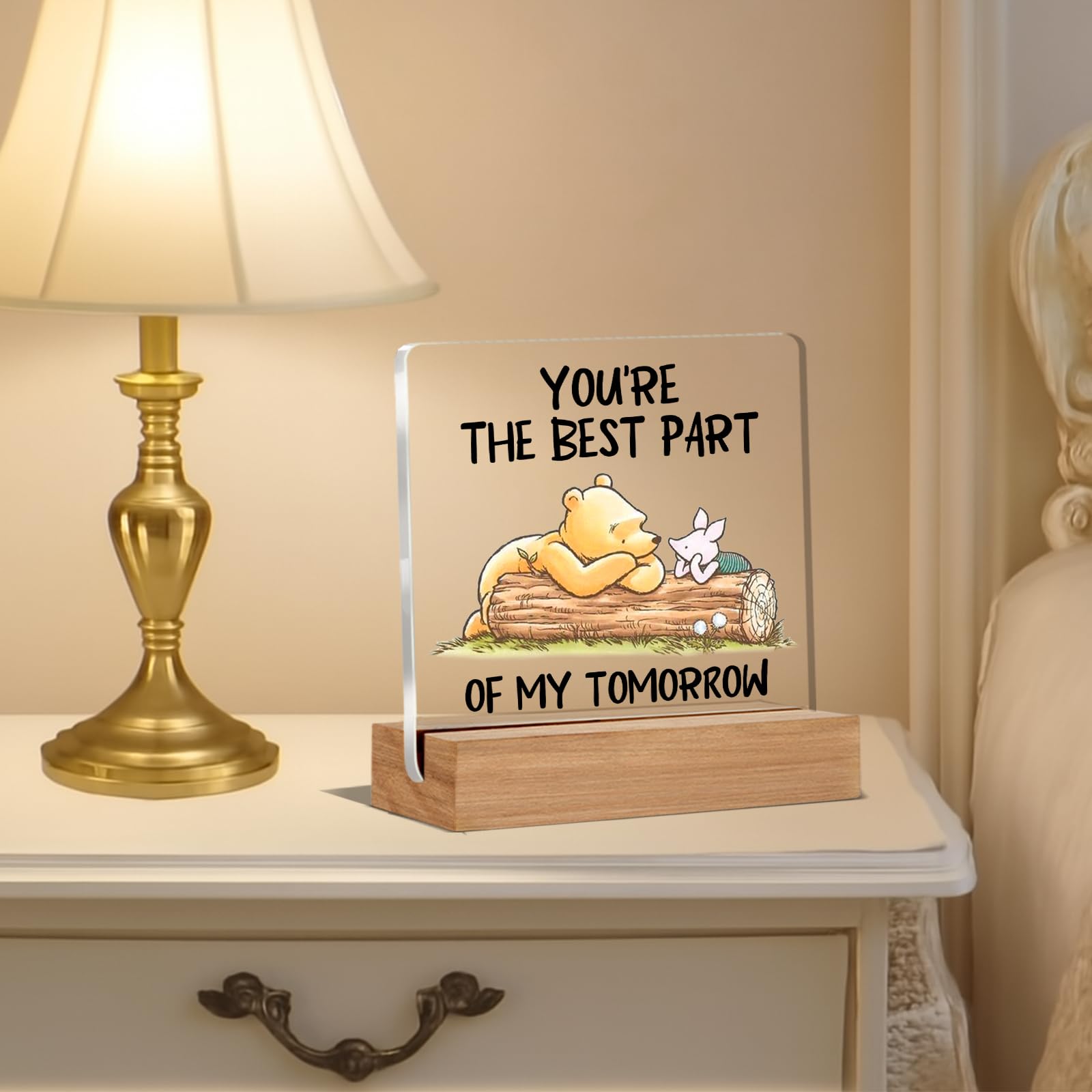 Winnie the Pooh Decor - Adorable Winnie the Pooh Gifts for Best Friends, Desk Decor Gift for Women Men Boy Girl, You  re the Bes
