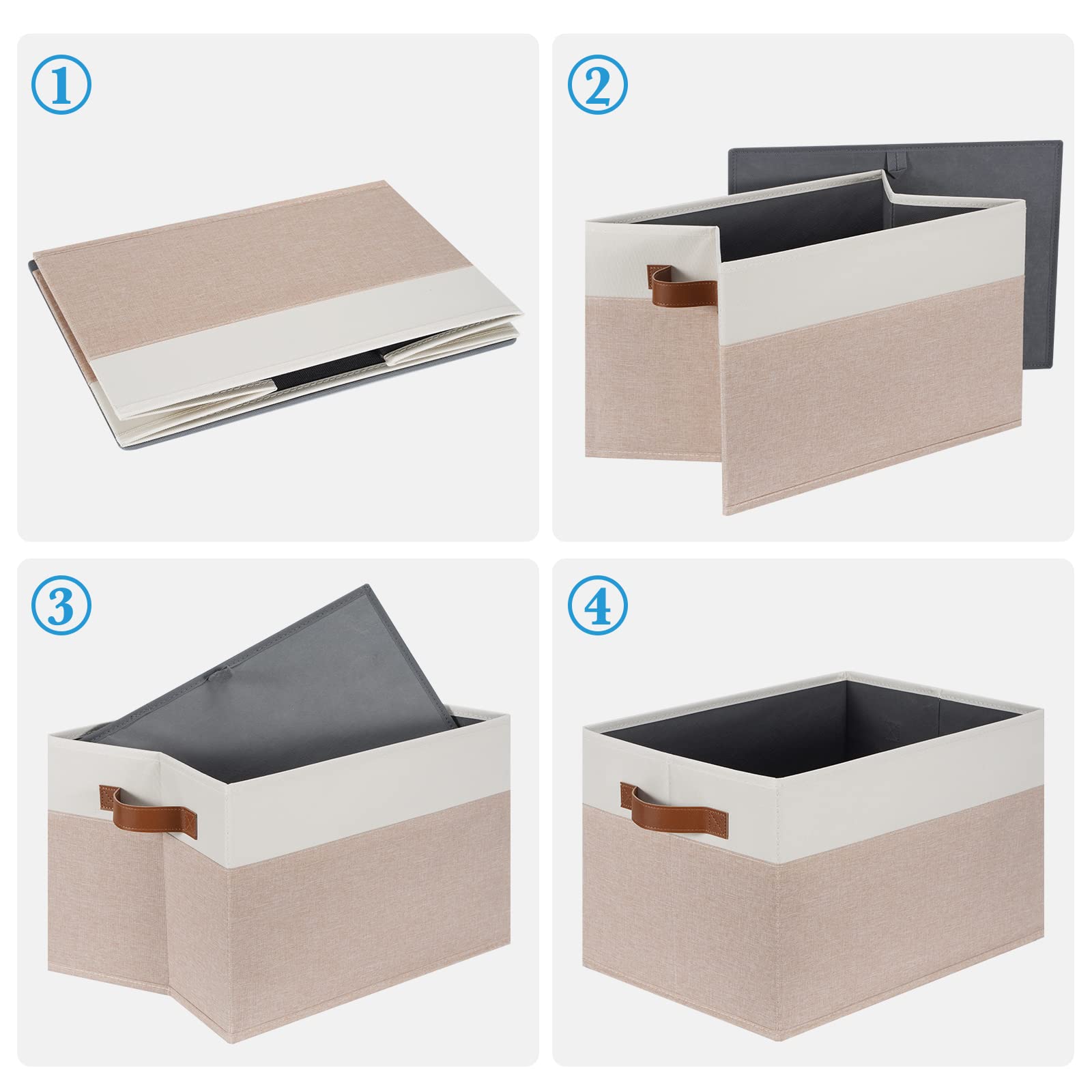 PFFVRP Large Fabric Storage Bins  Foldable Fabric Storage Baskets for Shelves  Sturdy Storage Boxes with PU Handles for Organizing Closet Home Bedroom Office (26L  3 Packs  Pink&White)