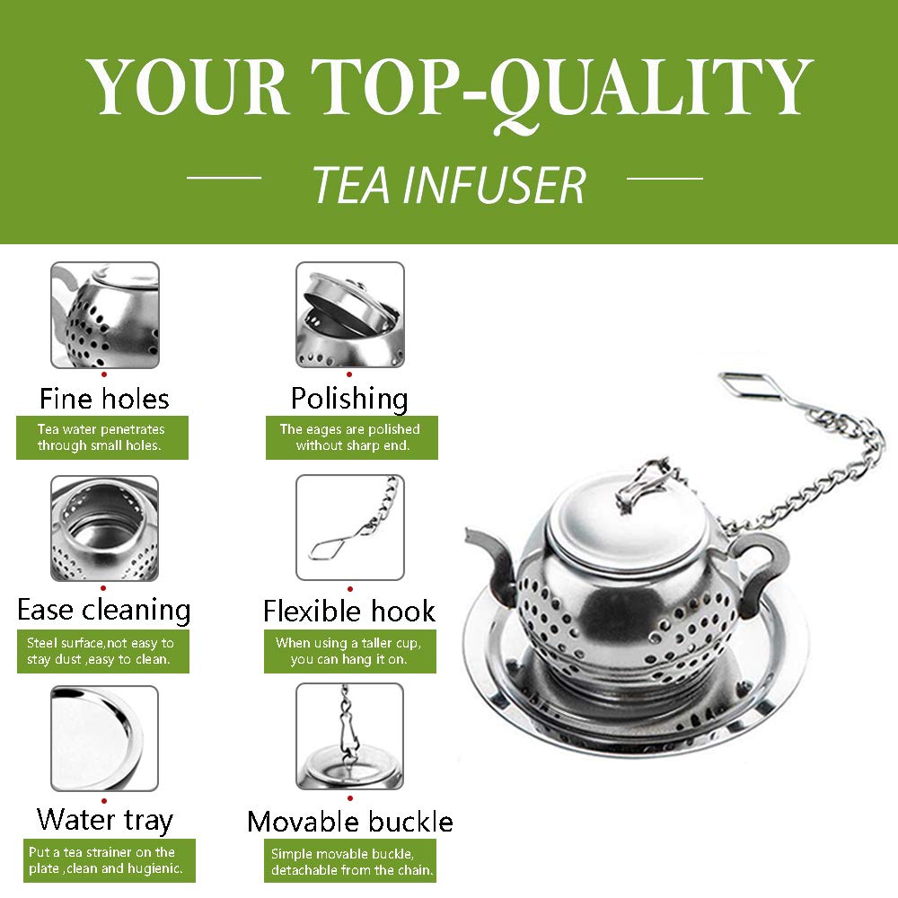Cyimi Loose Leaf Tea Infuser, 4Pcs Tea Strainer Stainless Steel Tea Ball With Chain And Drip Trays, Small Tea Filter Set For Mug