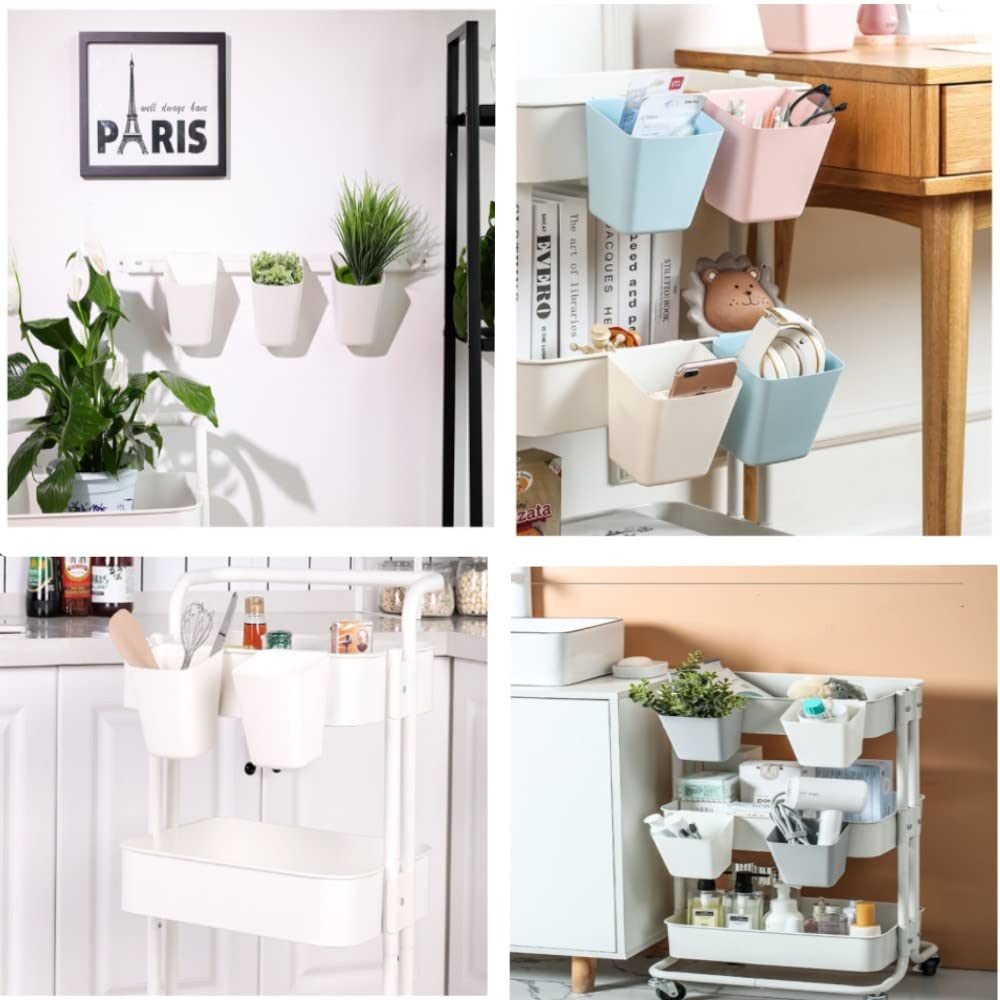 6 Pack Hanging Cup Holders, Wall Organizers, Rolling Cart Accessories Hanging Pen Holders Storage Containers Hanging Buckets For