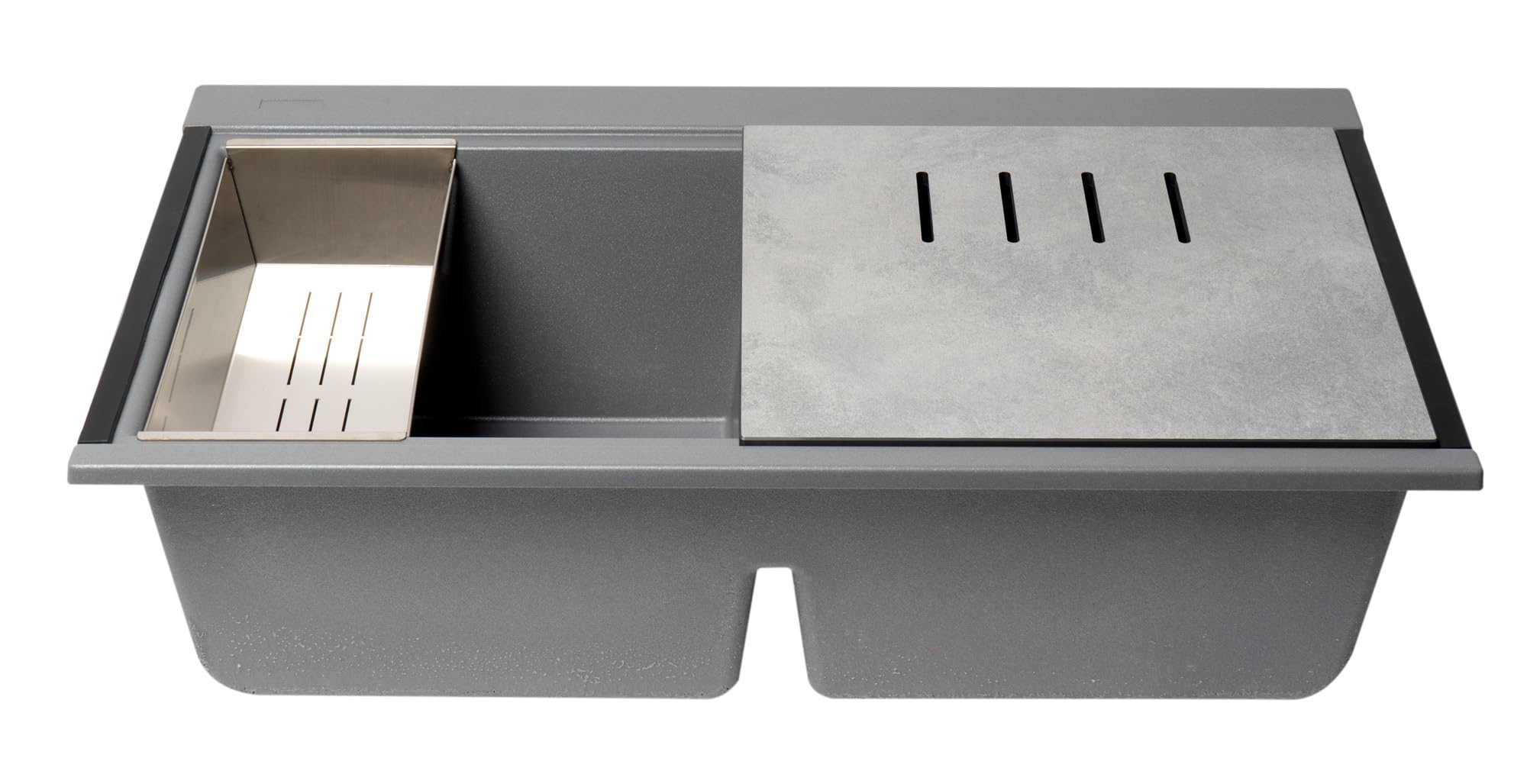 Alfi Brand Ab3418Dbum-T Titanium 33'' Granite Composite Workstation Step Rim Double Bowl Undermount Sink With Accessories