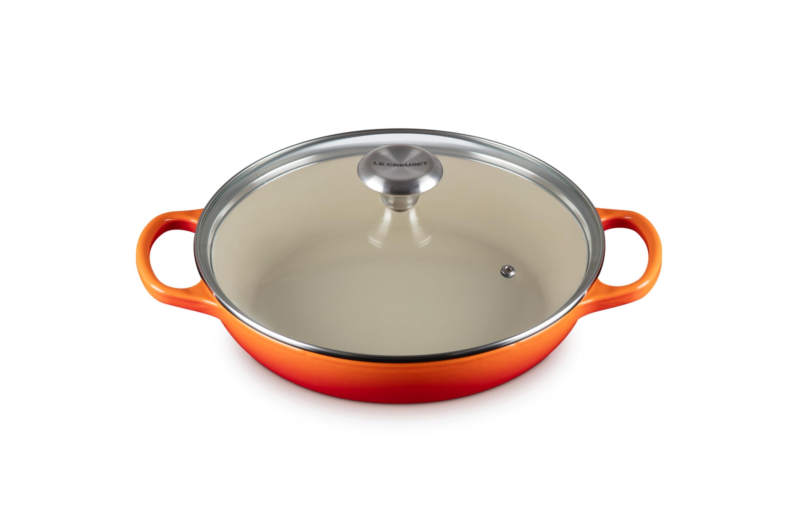 Le Creuset Enameled Cast Iron Signature Round Braiser with Glass Lid, 2.25 qt., Flame