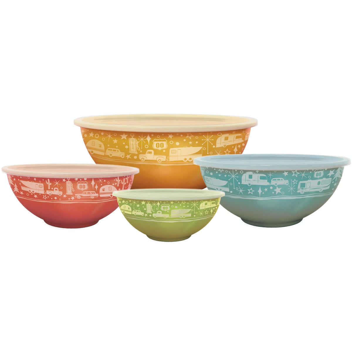 Camp Casual Melamine Bowls With Lids - 4 Bpa Free Nesting Bowls With Lids Set For Indoor & Outdoor Dining - Sturdy, Lightweight,