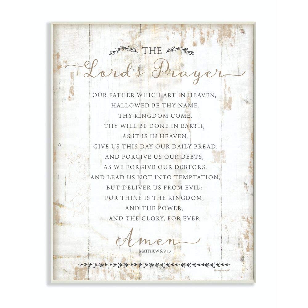 Stupell Industries The Lords Prayer Our Father Rustic Distressed White Wood Look Wall Plaque, 10 X 15, Design By Artist Jennifer