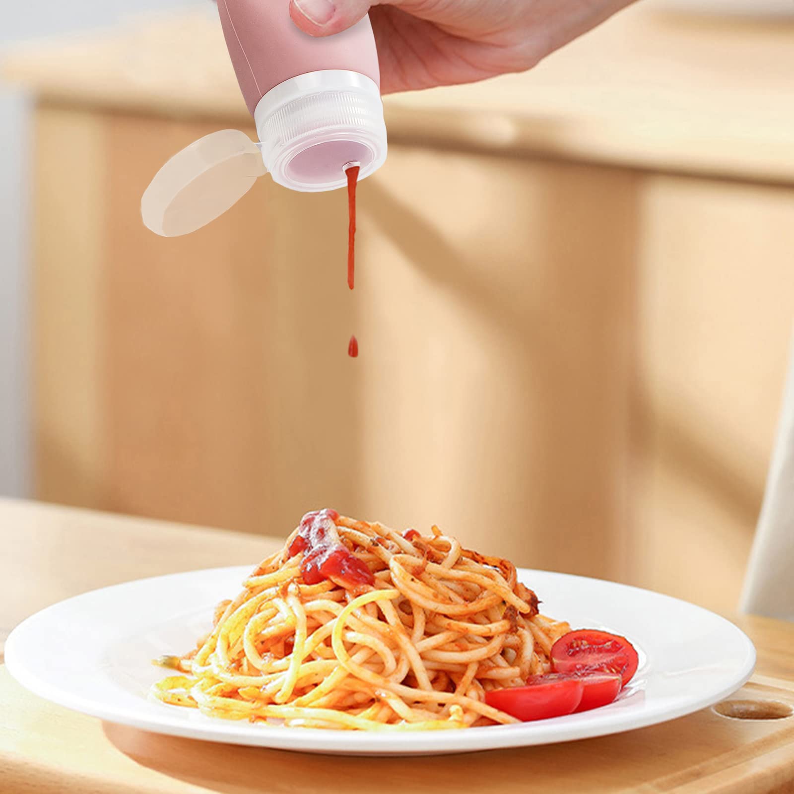Tacykibd 4Pcs Squeeze Salad Dressing Bottles, Leakproof Mini Sauce Condiment Bottles And Dressing To Go For Lunch, Portable Sala
