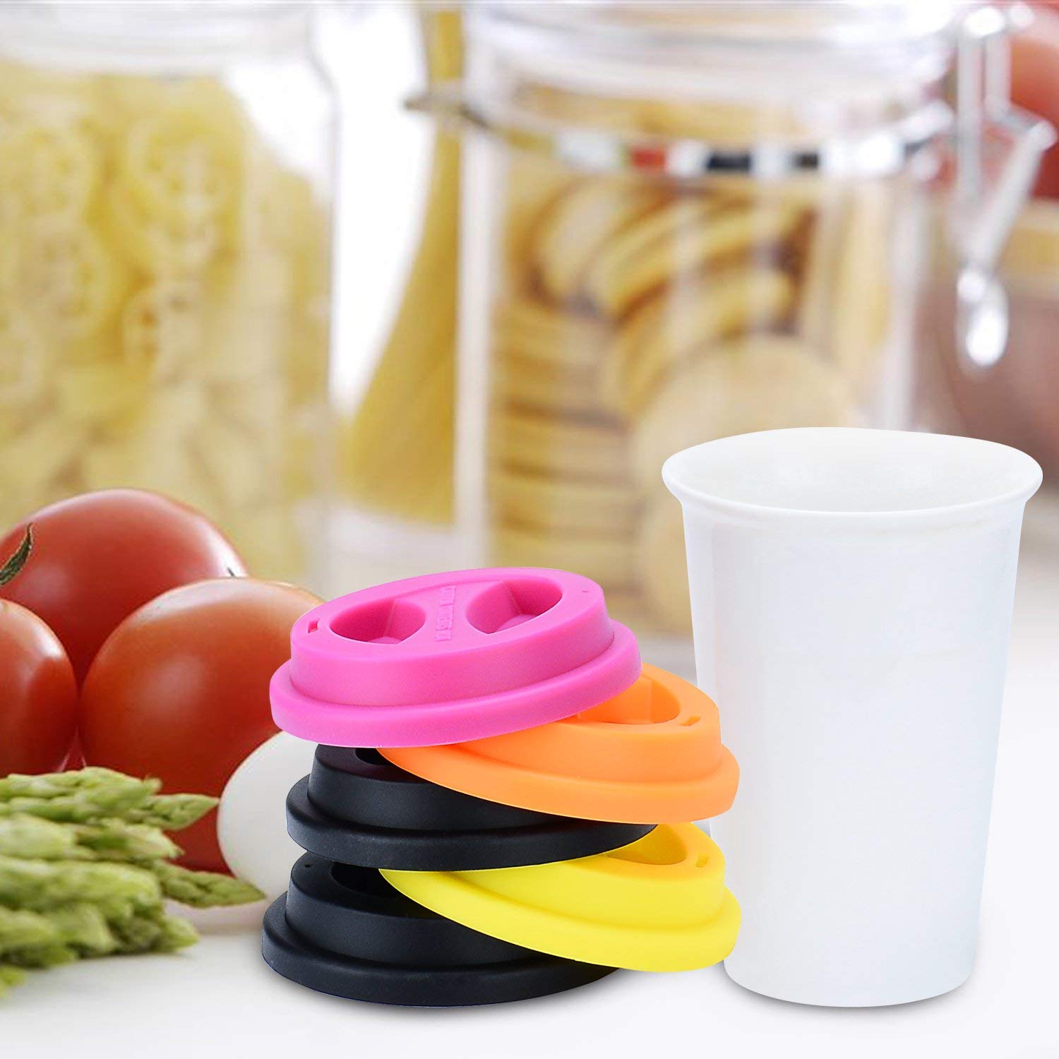 Coffee Mug Lids, Ksendalo Thicker Eco Reusable Silicone Travel Mug Lids(3.15''Inner Diameter,3.43''Outer Diameter), Silicone Cup