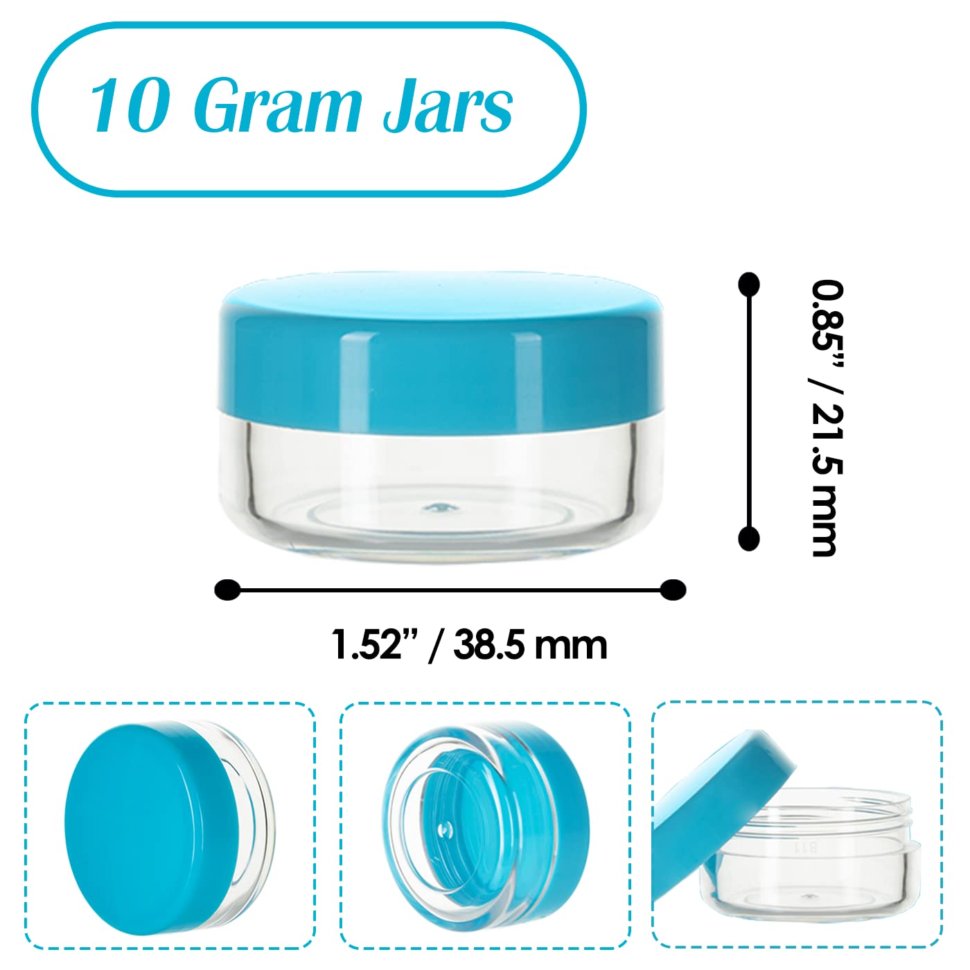 Zejia 10 Gram Sample Containers, 20 Count Cosmetic Containers With Lids, Refillable Empty Sample Jars, Small Plastic Containers