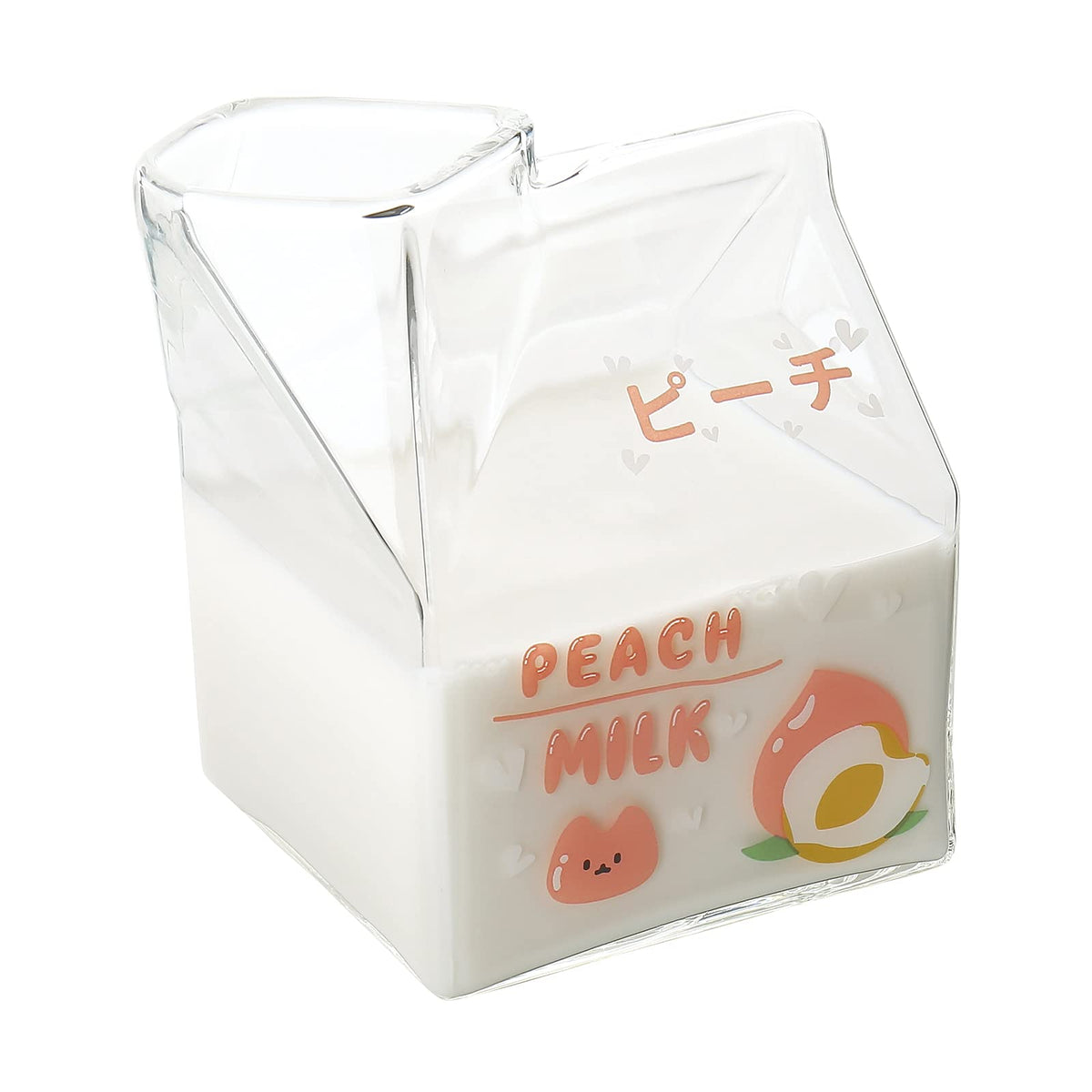 Glass Milk Carton, Kawaii Clear Cup, Cute Mini Creamer Container, Creamer Pitcher, Small Gift Choice(Peach)