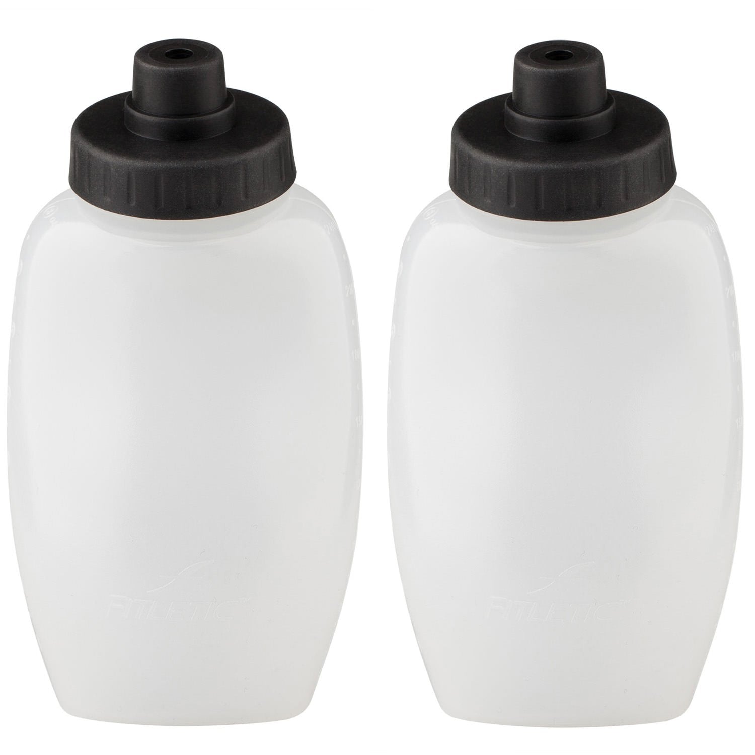 Fitletic Running Water Bottle Pair 12 Oz Black Cap | Replacement Bottle | Hydration Bottle | Rb12-01