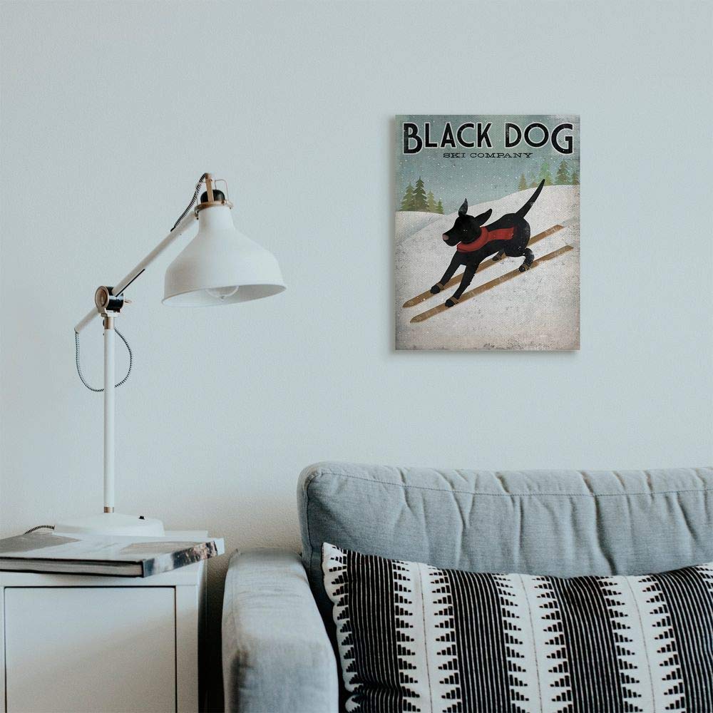 Stupell Industries Black Dog Ski Company Winter Sports Pet Sign Wall Art  16 x 20  Multi-Color