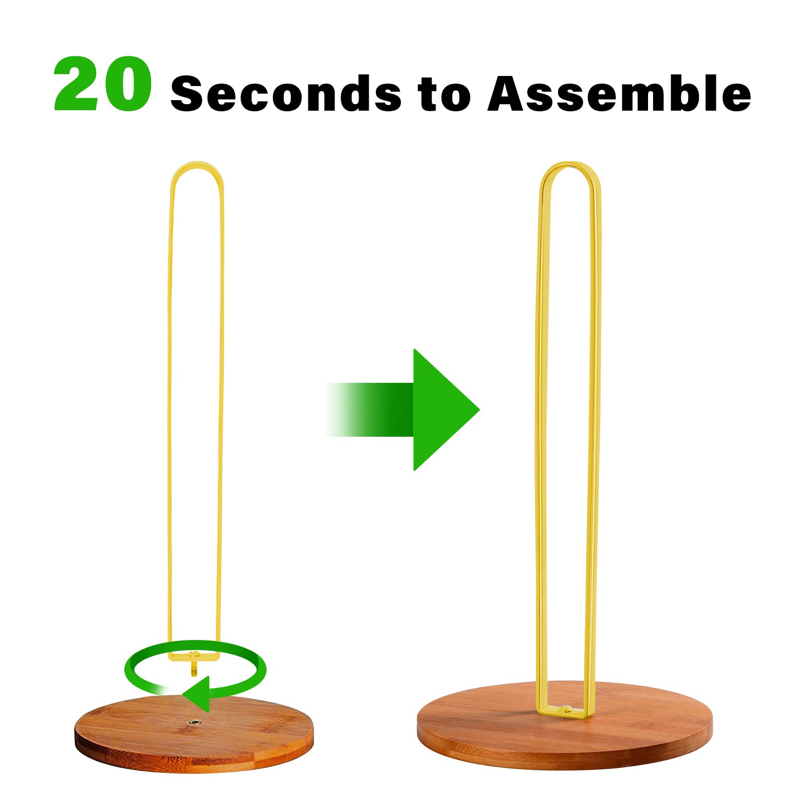 Tonlea Wooden Paper Towel Holder Countertop, Kitchen-Towel-Holder Freestanding With Non-Slip Base For Bathroom