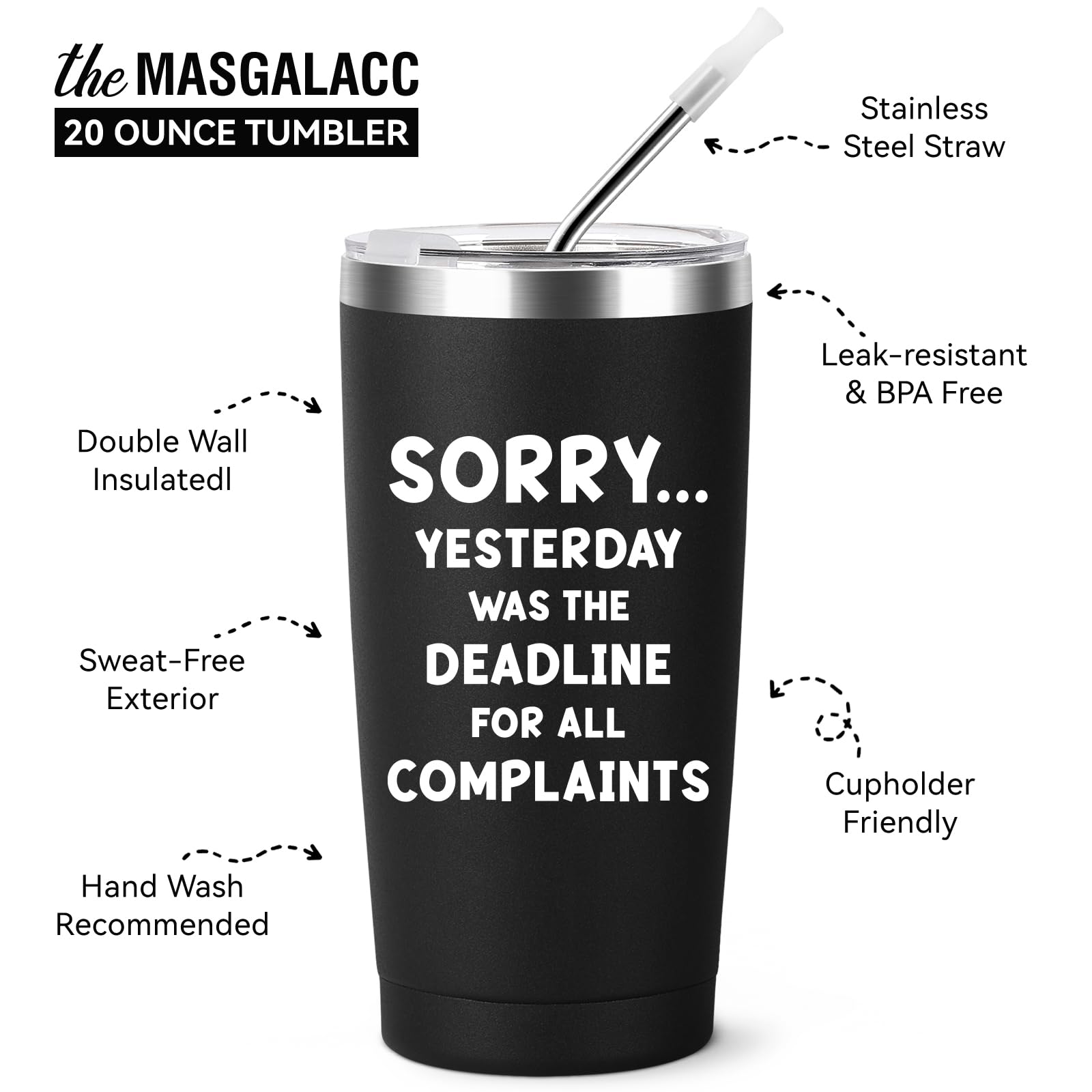 MASGALACC Funny Office Gifts - 20oz Stainless Steel Tumbler, Boss, Coworker, Friend, Brother, Office Desk Decor for Men Women, W