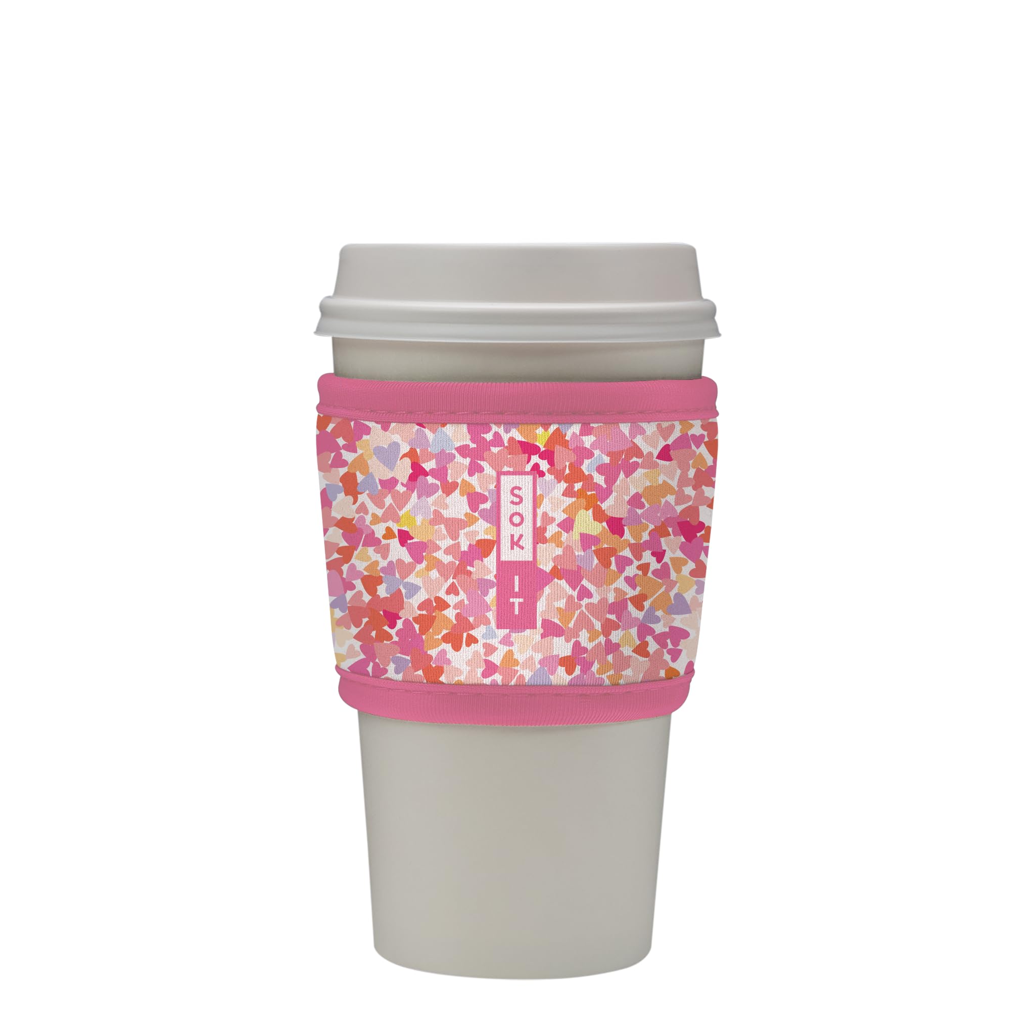 Sok It Hot Sok Coffee & Tea Reusable Insulated Neoprene Cup Sleeve (Floral Hearts)