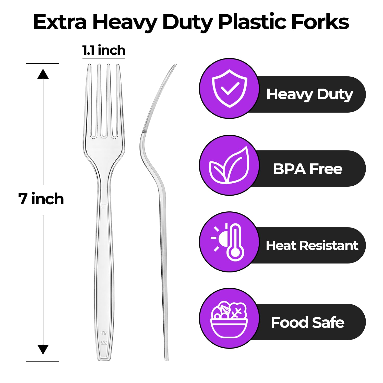 [400 Count] Heavy Duty Clear Plastic Forks Disposable Plastic Fork Bulk Utensils Reusable Cutlery Set Thick Plasticware Silverware for Party Every Day Use Picnic Camping Wedding Barbecues