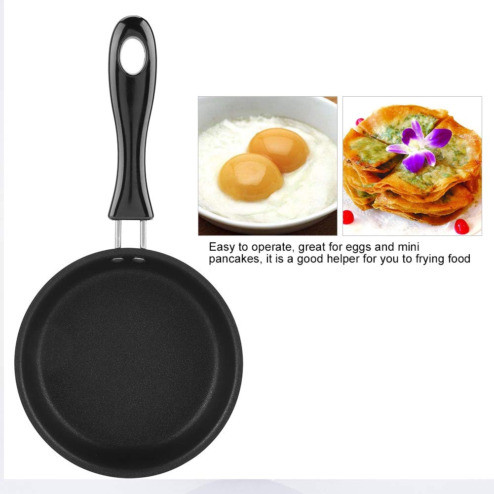 DEWIN Mini Nonstick Egg Pan, 4.7” Portable Skillet, Black Round Omelet Maker for Single Serve Cooking